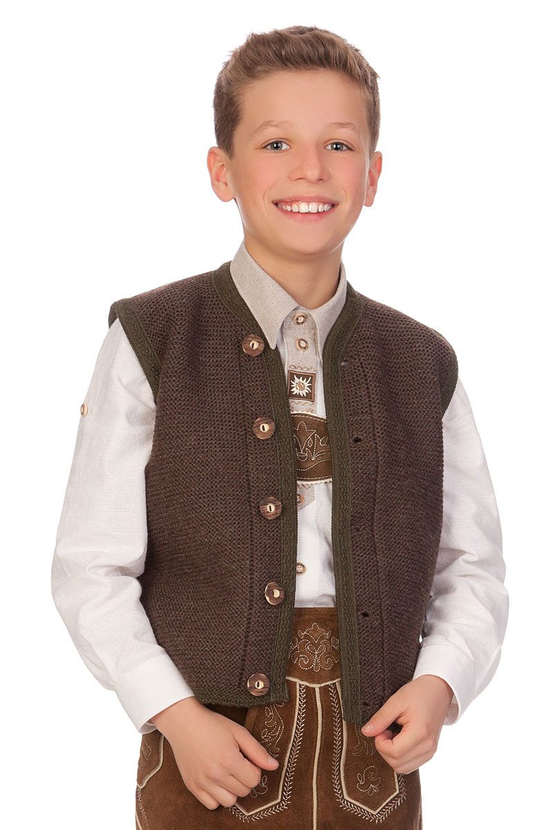 M.Stützle GmbH Trachtenjacke Kinderweste - W001 - beige, dunkelbraun