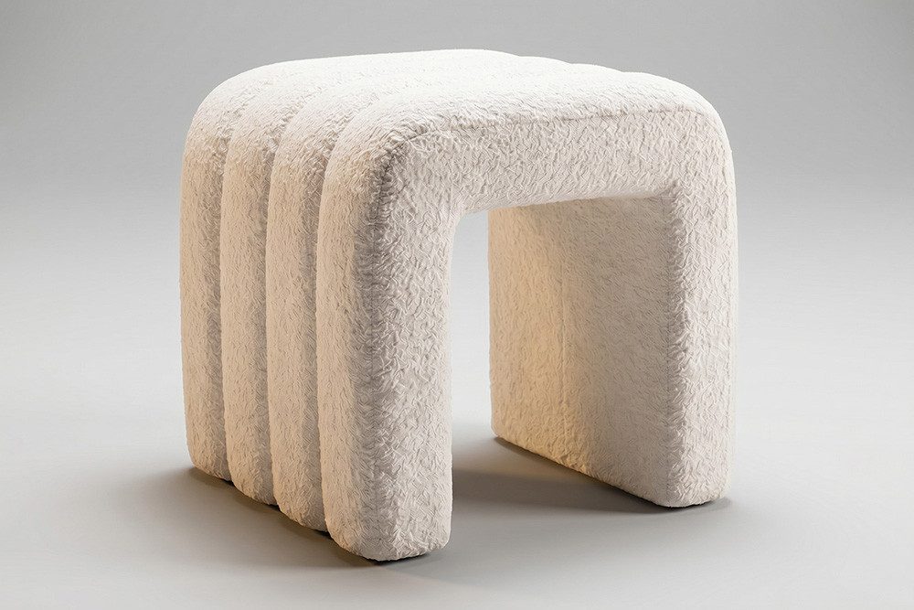 riess-ambiente Sitzwürfel VOGUE 40cm beige - Bouclé, quadratisch, Riffelung, skulptural, modern (Einzelartikel, 1 St), Kompakter Sitzhocker - ideal für Wohn-, Schlaf- oder Esszimmer