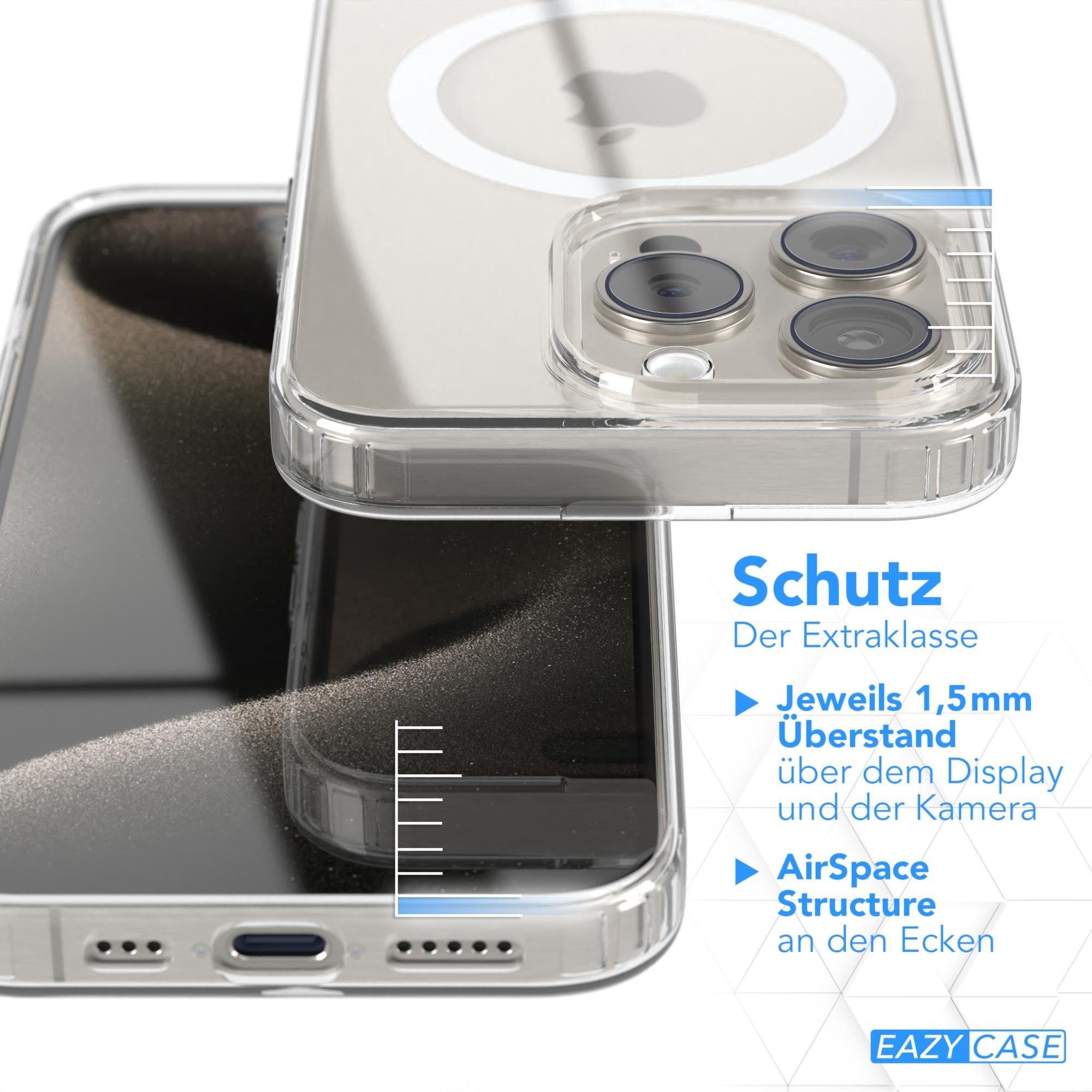 EAZY CASE Handyhülle Transparente Hülle mit MagSafe für iPhone 15 Pro 6,1 Zoll, Back Cover, Bumper Case, Handy Schutzhülle Kameraschutz, Durchsichtig – Bild 4 von 5