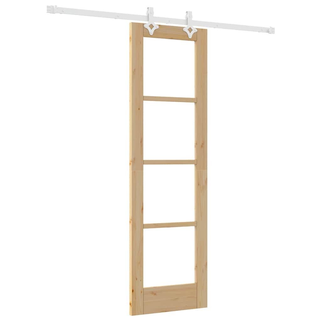 vidaXL Haustür Schiebetür 61 x 198,5 cm Massivholz Kiefer und Glas Natur (1-St)