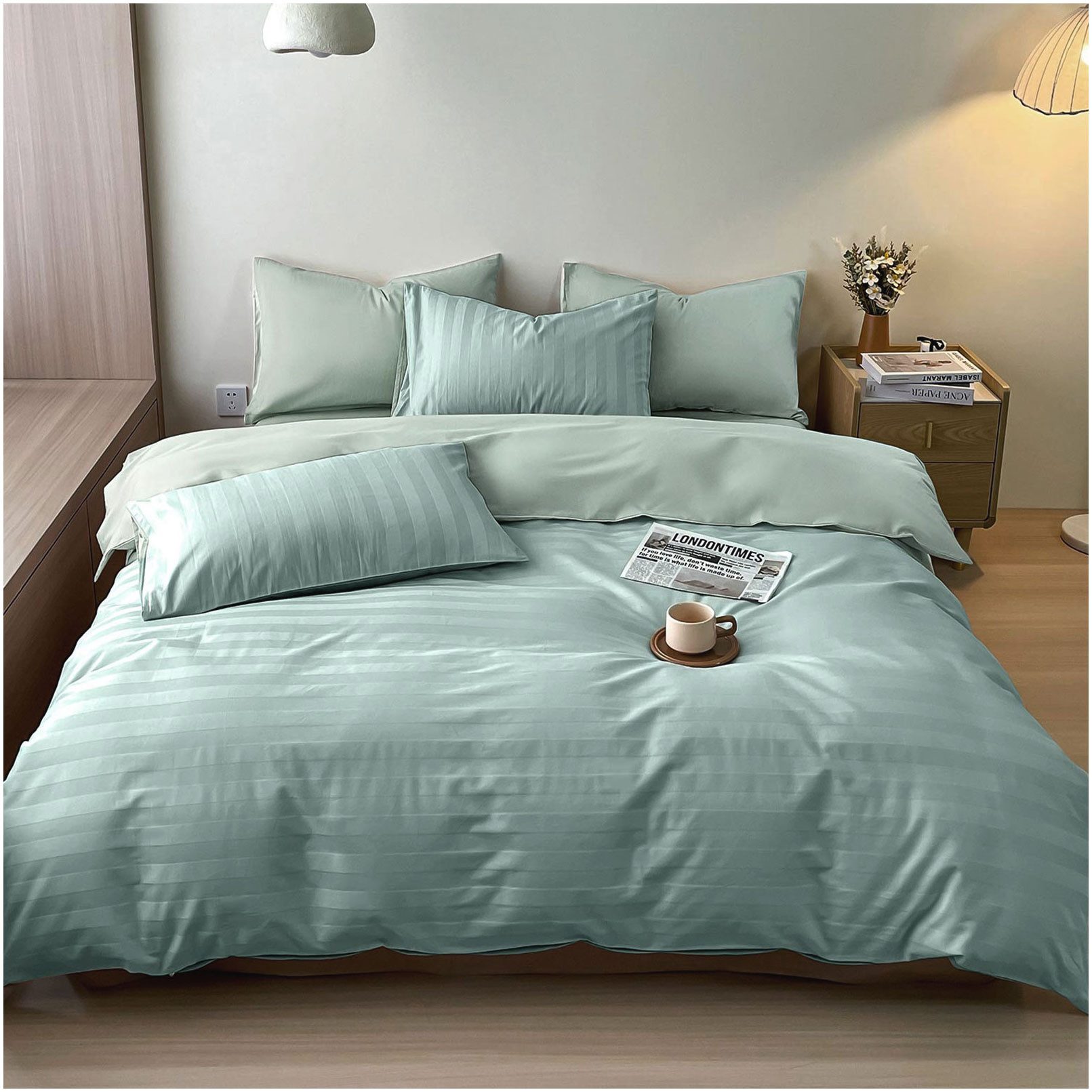 KEAYOO Bettwäsche Satin Streifen, 2 teilig, 100% Baumwolle mit Reißverschlu günstig online kaufen