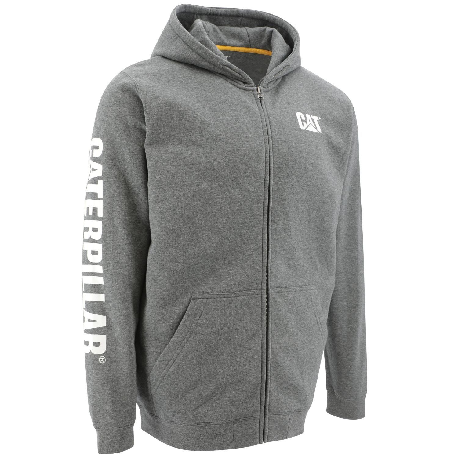 CAT CATERPILLA Kapuzenpullover Zip Hoodie Midweight Kapuzenpullover Grau Arbeitspullover Zipp Sweatshirt Pulli Pullover Arbeit Freizeit Outdoor