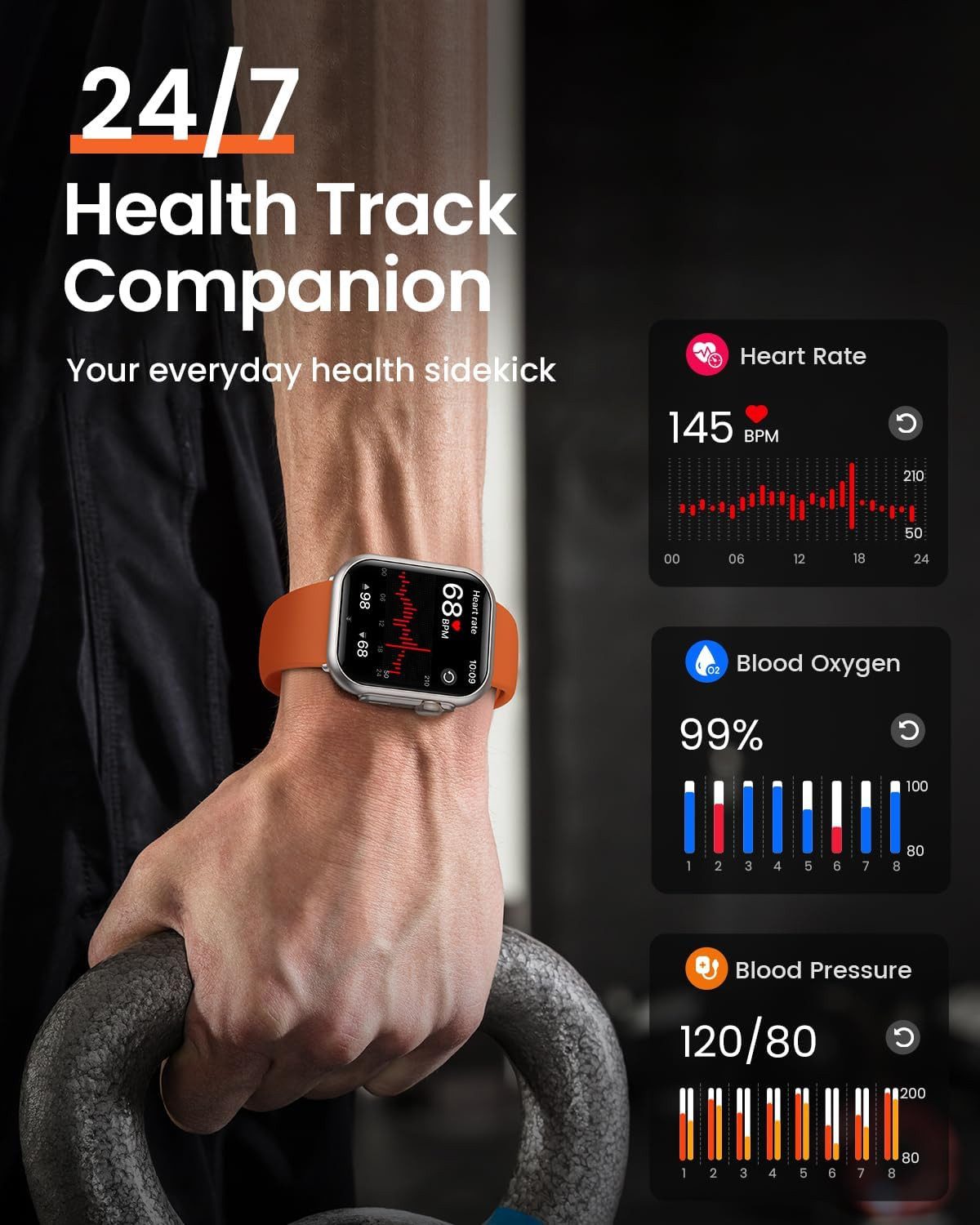 BANLVS Herren's und Damen's Telefonfunktion 5ATM wasserdicht Smartwatch (1,85 Zoll, Android/iOS), Perfekt als Geschenk für Ihre Liebsten – modern und nützlich!, mit 120+ Sportmodi, Herzfrequenz, SpO2, Blutdruck premium uhr