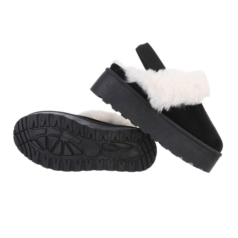 Ital-Design Damen Hausschuhe Freizeit Hausschuh (85080808) Flach Hausschuhe in Schwarz