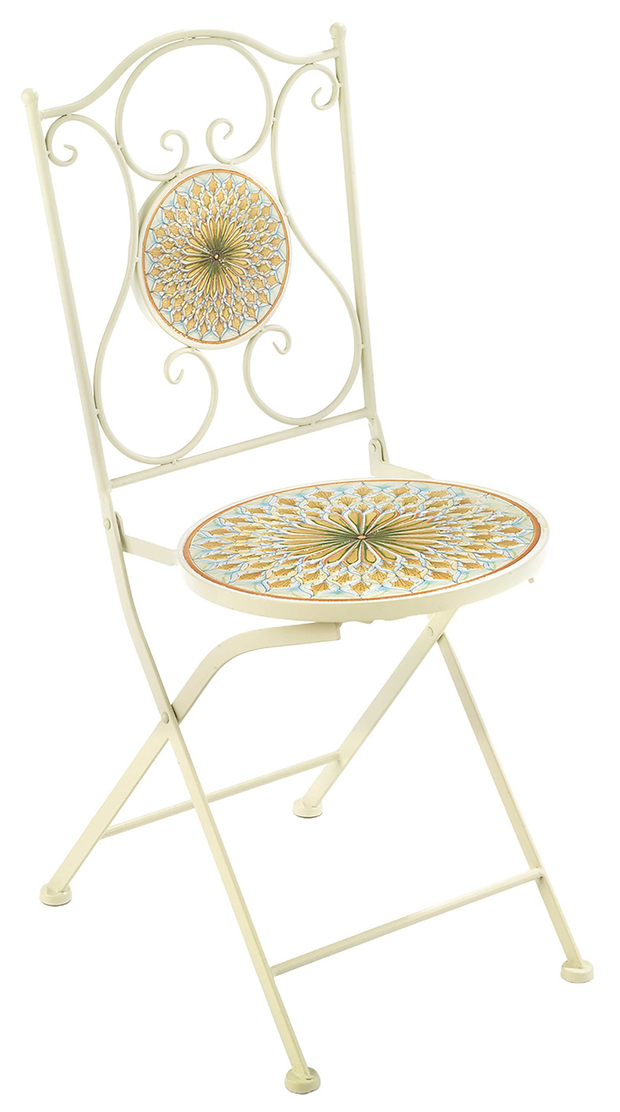 Kobolo 4-Fußstuhl Gartenstuhl Klappstuhl Metallstuhl Dekostuhl Mosaikoptik - modern (Einzelstück, 1 St), Sitzhöhe 47cm