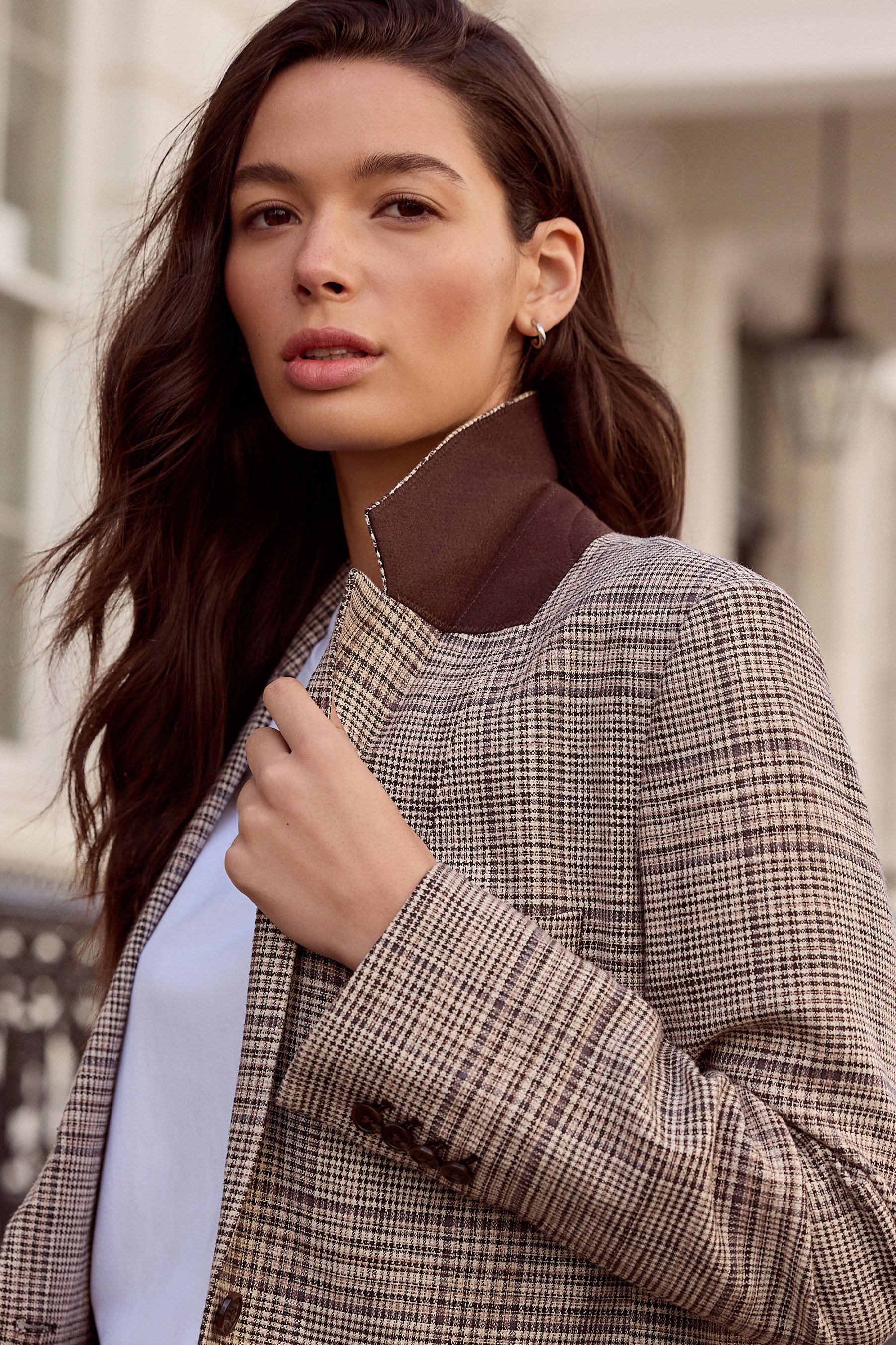 Next Jackenblazer N. Premium einreihiger, karierter Blazer (1-tlg)
