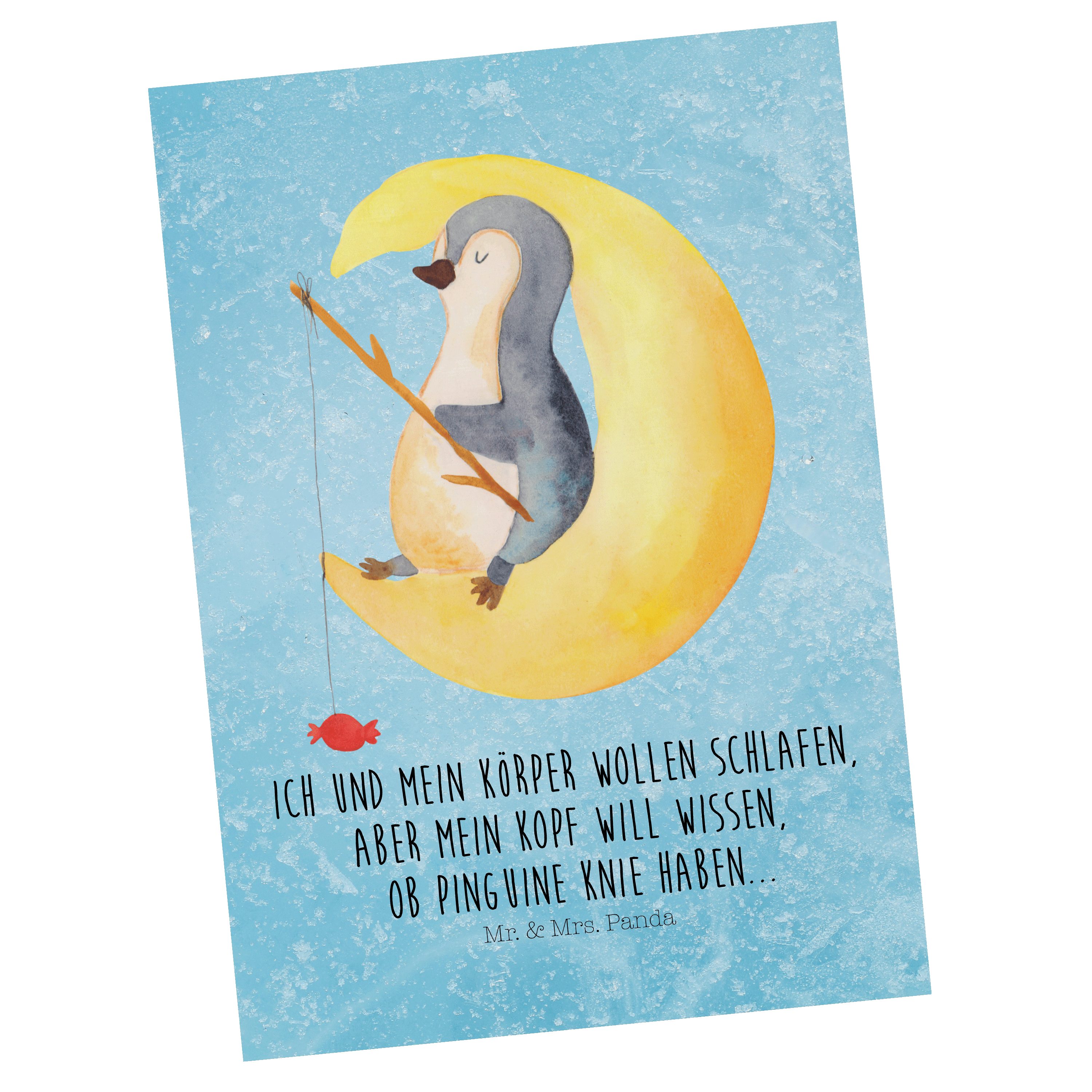 Mr. & Mrs. Panda Postkarte Pinguin Mond - Eisblau - Geschenk, Geschenkkarte, Karte, Einladungska