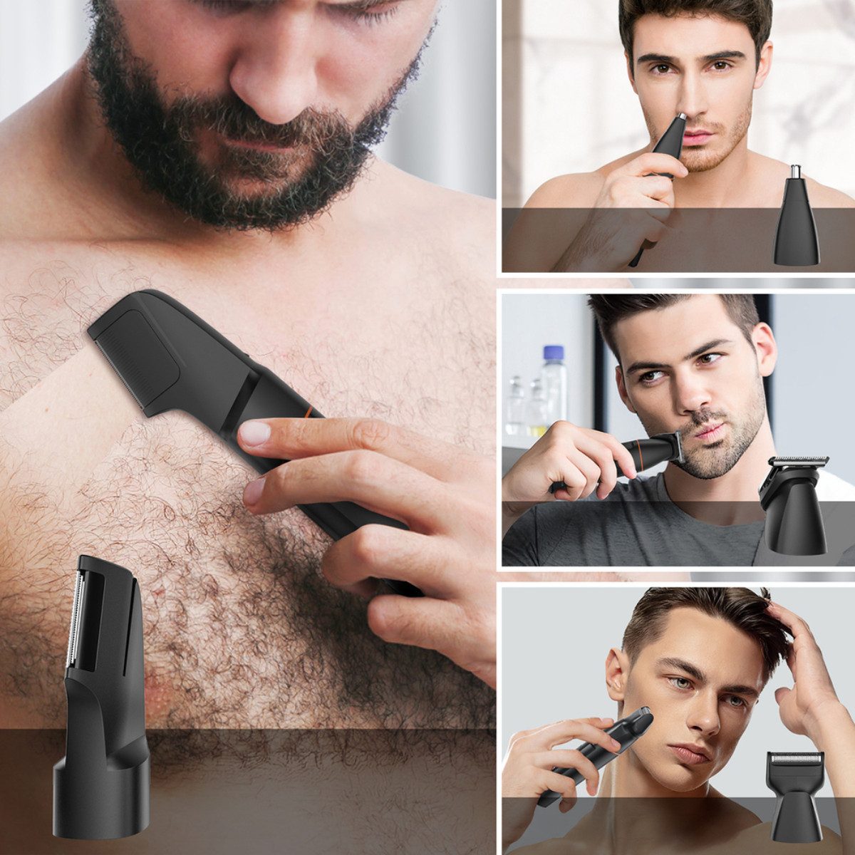 MAXGROOM Multifunktionstrimmer M-LK881, 5in1 Set, Wasserdichter 5in1 Trimmer mit LED-Anzeige