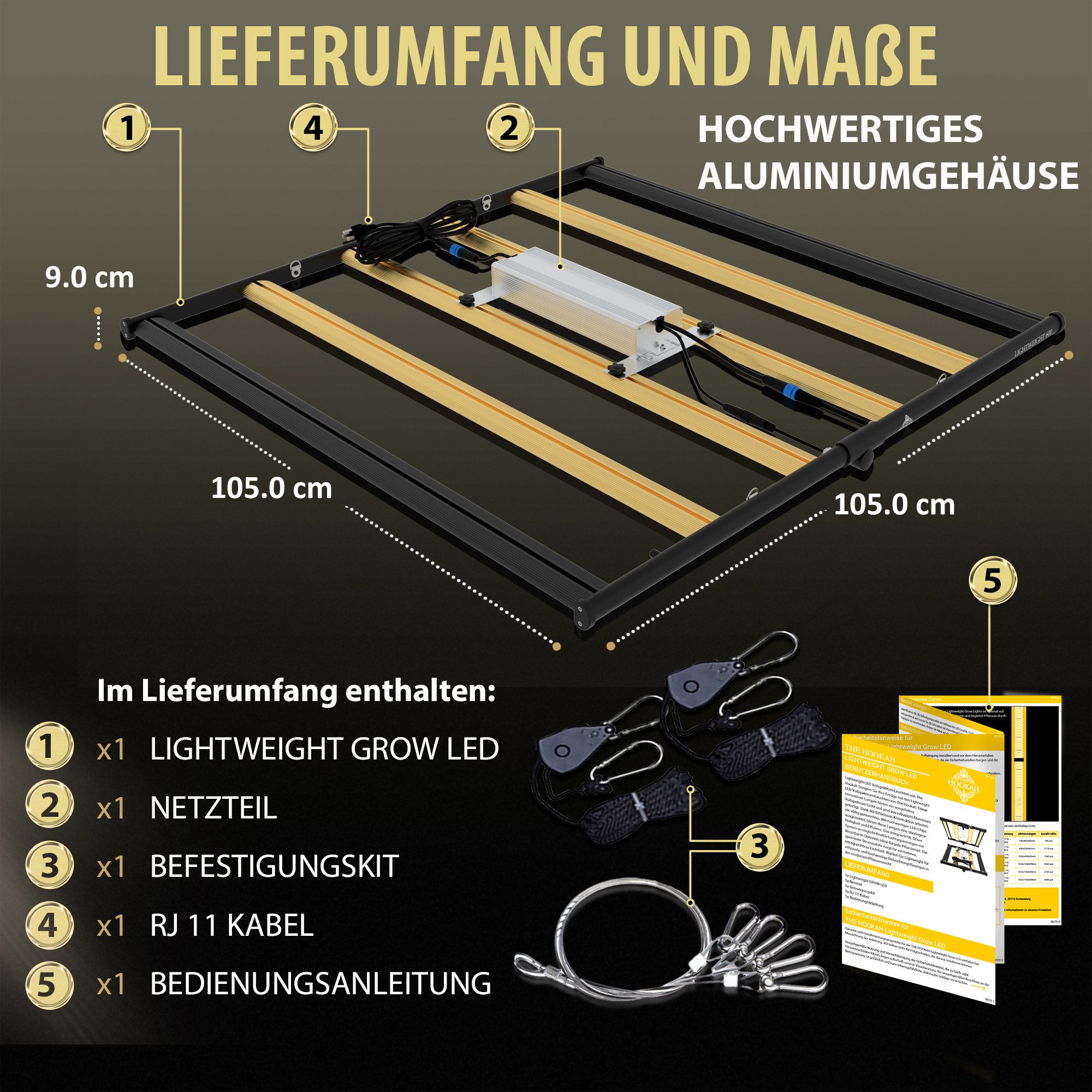 THE HOOKAH Pflanzenlampe Samsung LED Growlampe mit Vollspektrum, LED fest integriert, dimmbar, mit UV und IR für Growzelt und Growbox – Bild 4 von 5