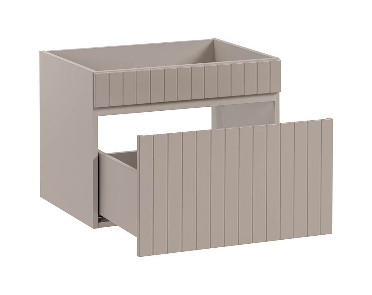 einfachgutemoebel Waschtisch-Set Badezimmer Waschplatz KARATA 140cm, Unterbau + Regal, kaschmir grey, (Badmöbel Set, 1-St., Doppel Waschtisch Unterschrank)