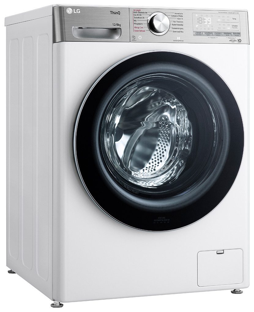 LG Waschtrockner Serie 9 V9WD128H2, 12 kg, 8 kg, 1360 U/min, Hybrid System: flexibel wählen zwischen Zeit- oder Wasserersparnis