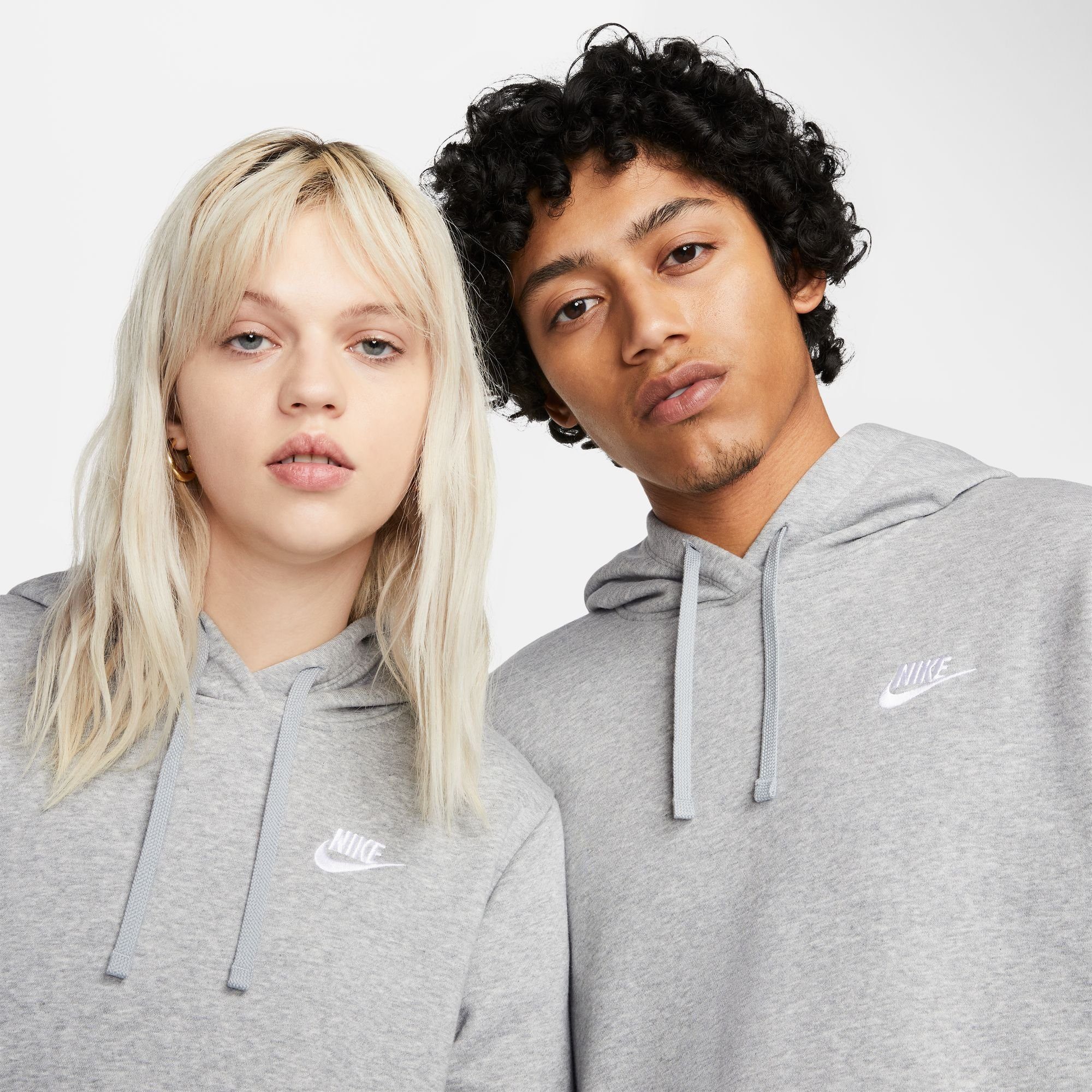Nike DK Sportswear Kapuzensweatshirt FLEECE WOMEN'S GREY HEATHER/WHITE PULLOVER HOODIE CLUB