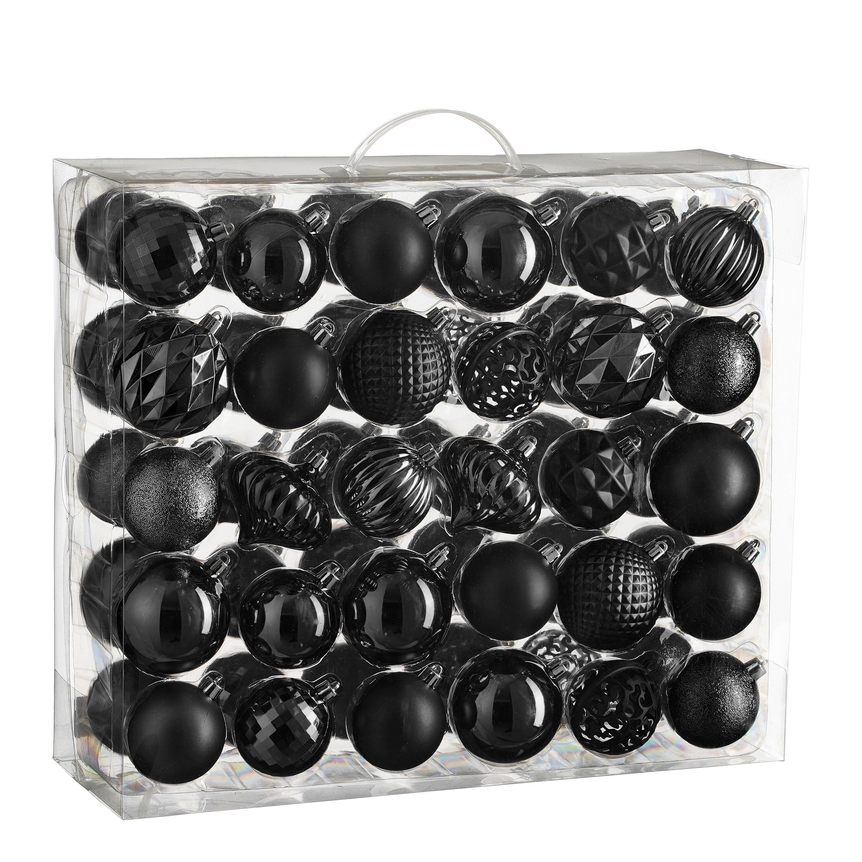 Mica Decorations Weihnachtsbaumkugel Mica Decorations Baum Dekoration bruchfest schwarz 60 Stueck - d7cm