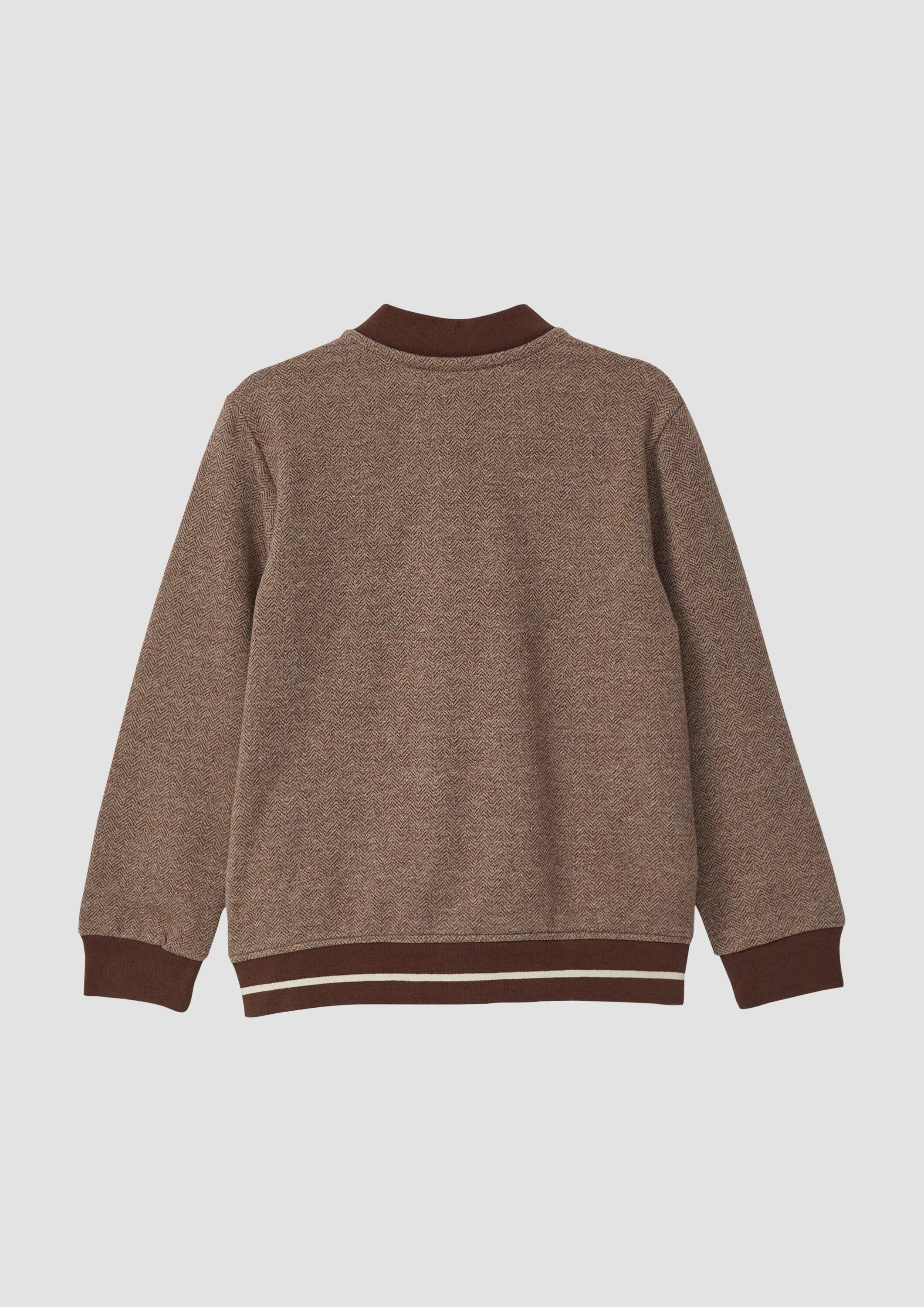 s.Oliver Sweatjacke Sweatshirt Jacke Festiver Sweat-Blouson mit Herringbone-Muster