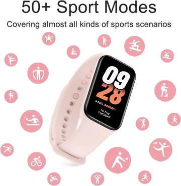 DABAOZHA Mi Smart Band 8 Active, Fitness Tracker Smartwatch (1,47 Zoll, Android/iOS), Mit LCD-Display, 50+ Sportmodi, Herzfrequenzmessung