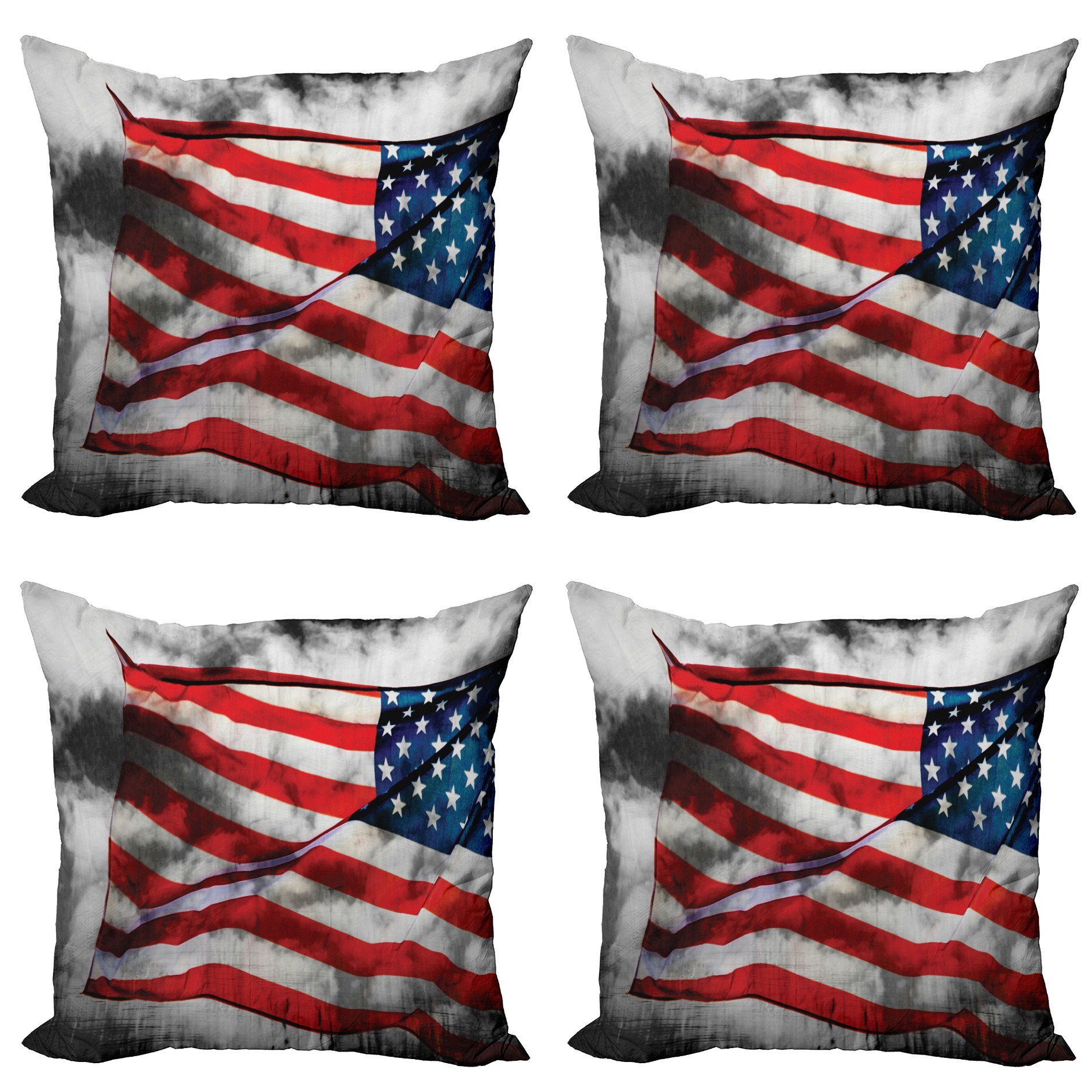 Kissenbezüge Modern Accent Doppelseitiger Digitaldruck, Abakuhaus (4 Stück), Amerikanische Flagge Banner in Sky | Kissenbezüge