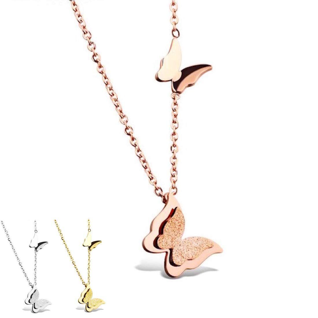 Kim Johanson Kette mit Anhänger Schmetterling, aus Edelstahl