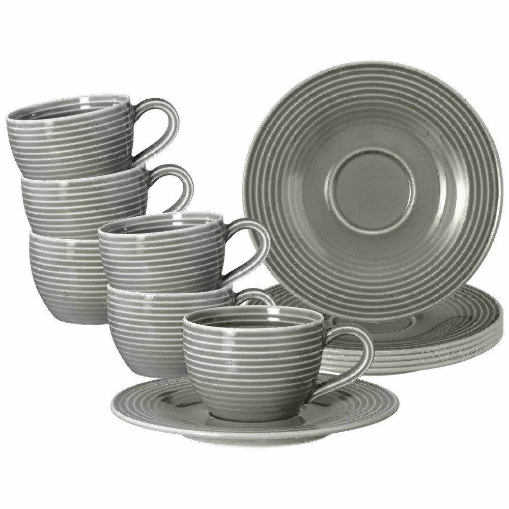 Seltmann Weiden Espressotasse Seltmann Weiden Beat Perlgrau Espressotasse + Untertasse 6er Set, Porzellan