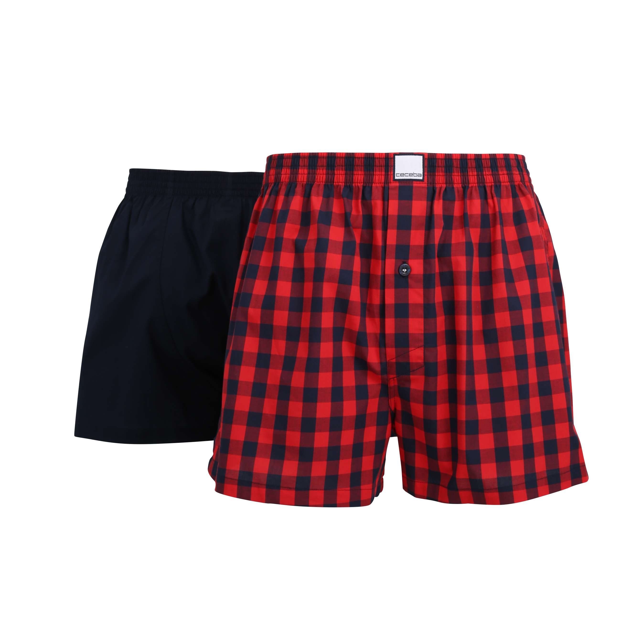 CECEBA Boxershorts CECEBA navy kariert Boxershort (2-St) kariert rot / rot-navy 2er Pack Herren