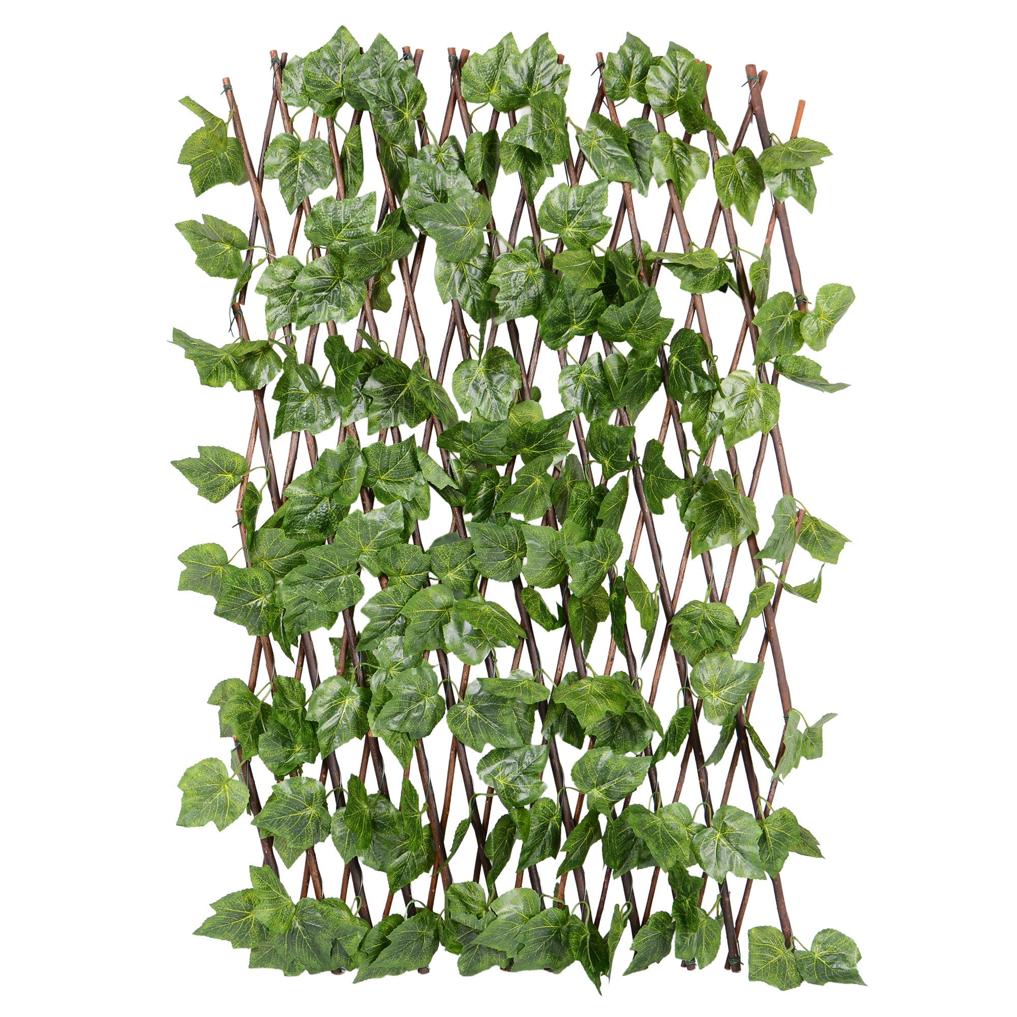 UNUS GARDEN Rankgitter Sichtschutz aus Weide mit Blättern verschiedene Farben, 200 cm × Höhe ca. 100 cm, Rankgitter, Sichtschutz für Balkon, Terrasse und Garten – Bild 4 von 5