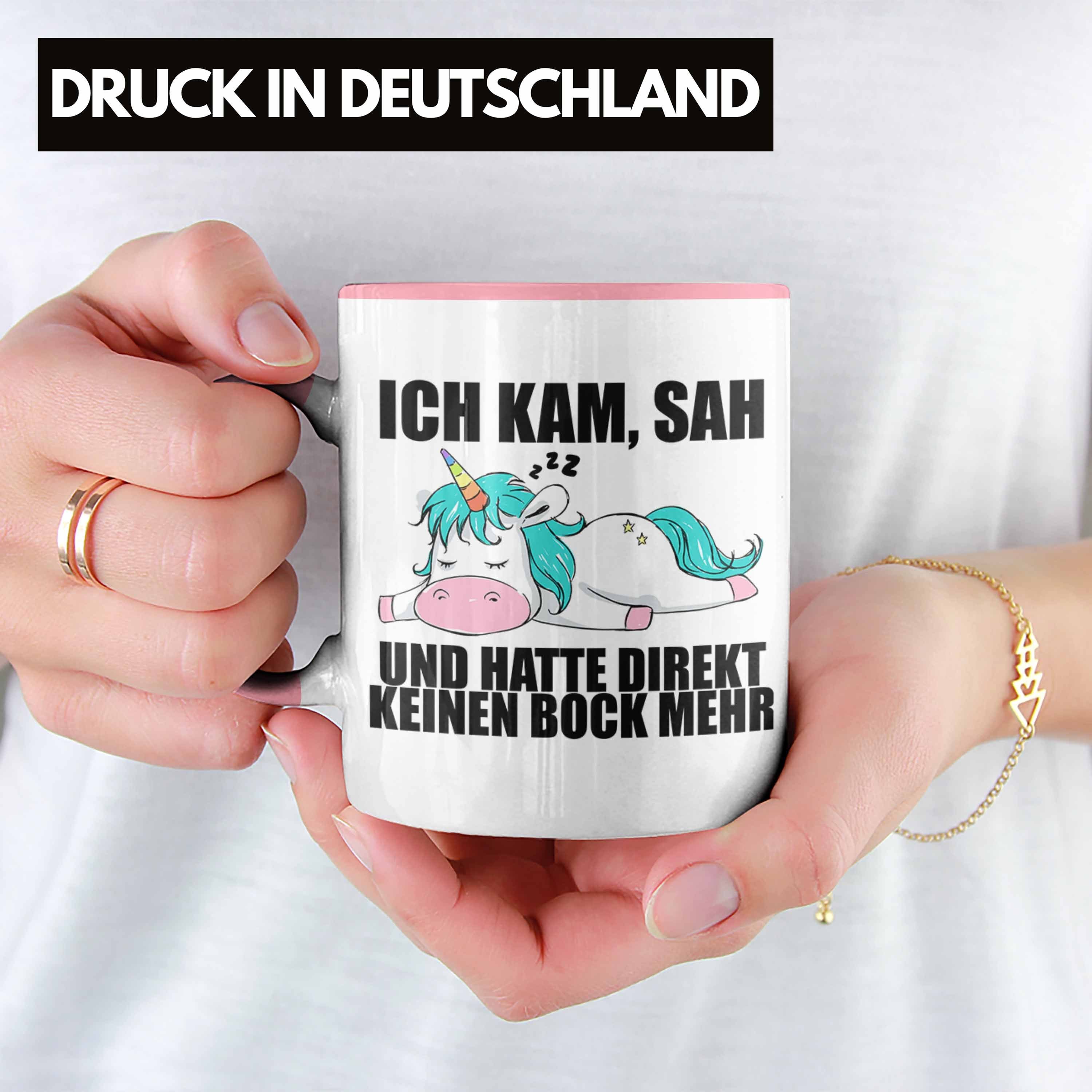 mit Rosa Einhorn Spruch Tasse - Trendation Kaffeetasse Büro Tasse Kollegin Geschenk Trendation Arbeitskollege