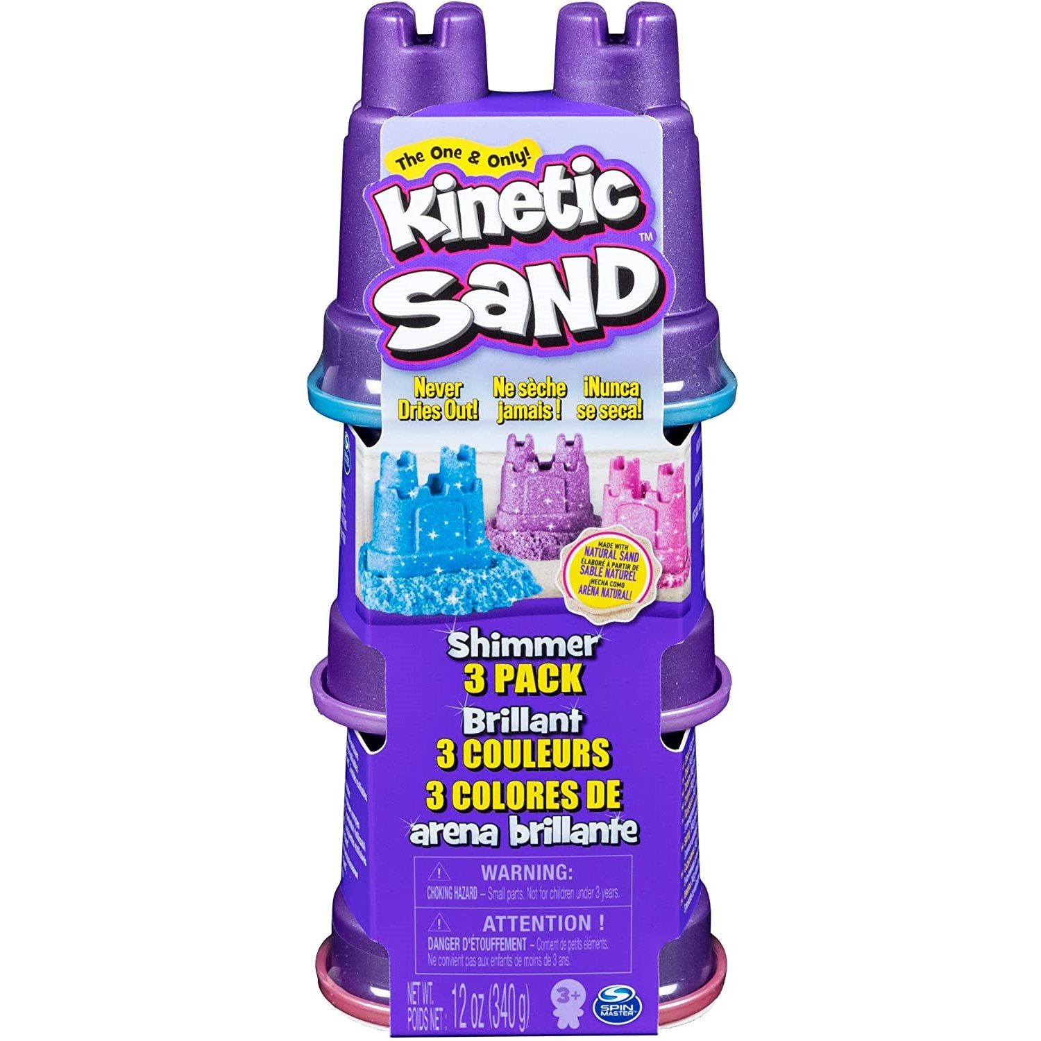 Kreativset 6053520 Kinetic Sand 6053520 - Schimmer Sand 3er Pack