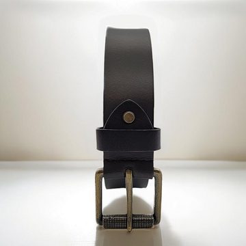 Sparwell Ledergürtel Herren Gürtel aus Vollleder 115cm Länge ca. 4mm dickes Rindleder Gürtel individuell kürzbar, schwarz, Tosca