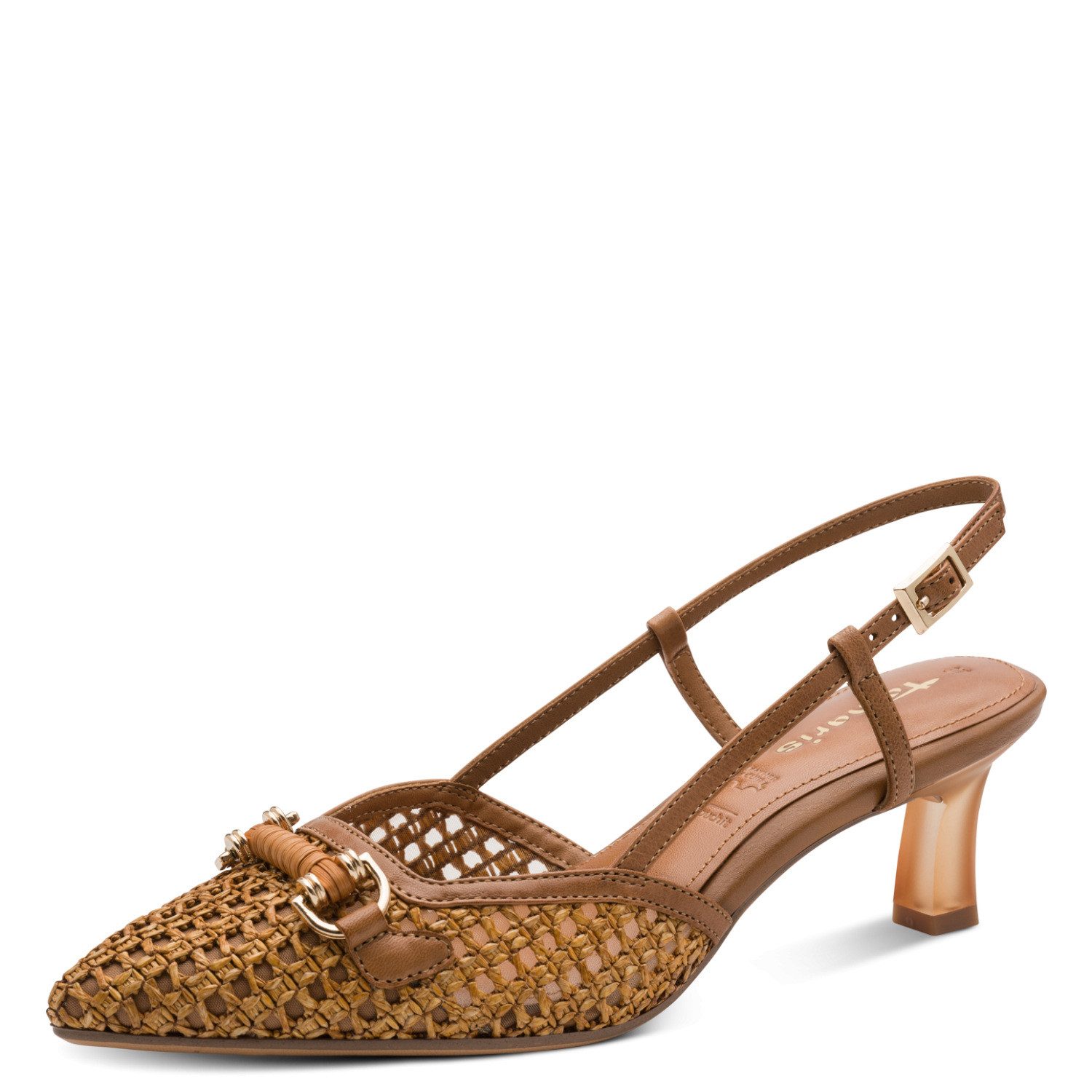 Tamaris Slingpumps, Stilettoabsatz, Partyschuh mit Zierriegel und Schmuckelement