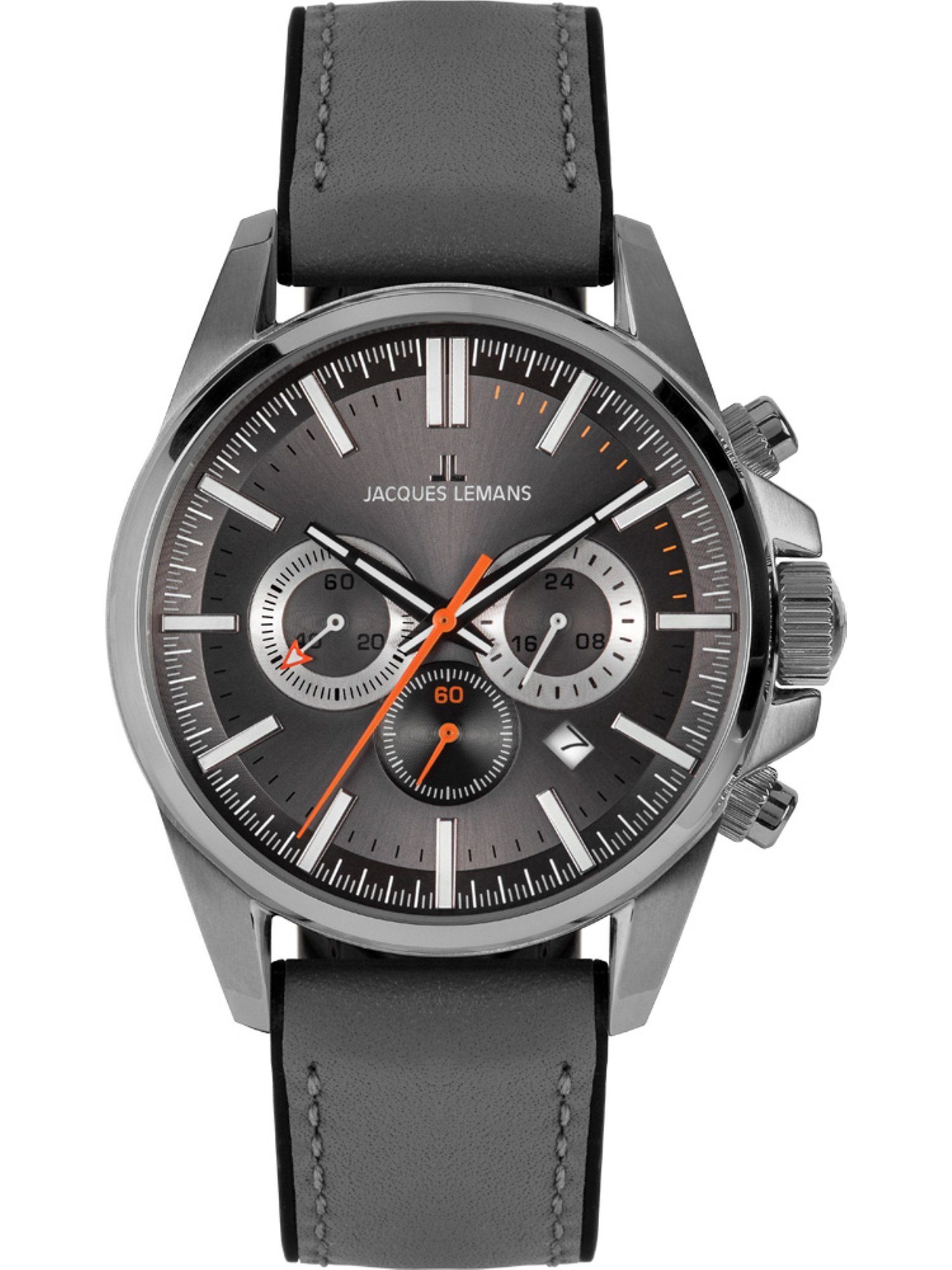 Jacques Lemans Chronograph Jacques Lemans Herren-Uhren Analog Quarz, Klassikuhr grau