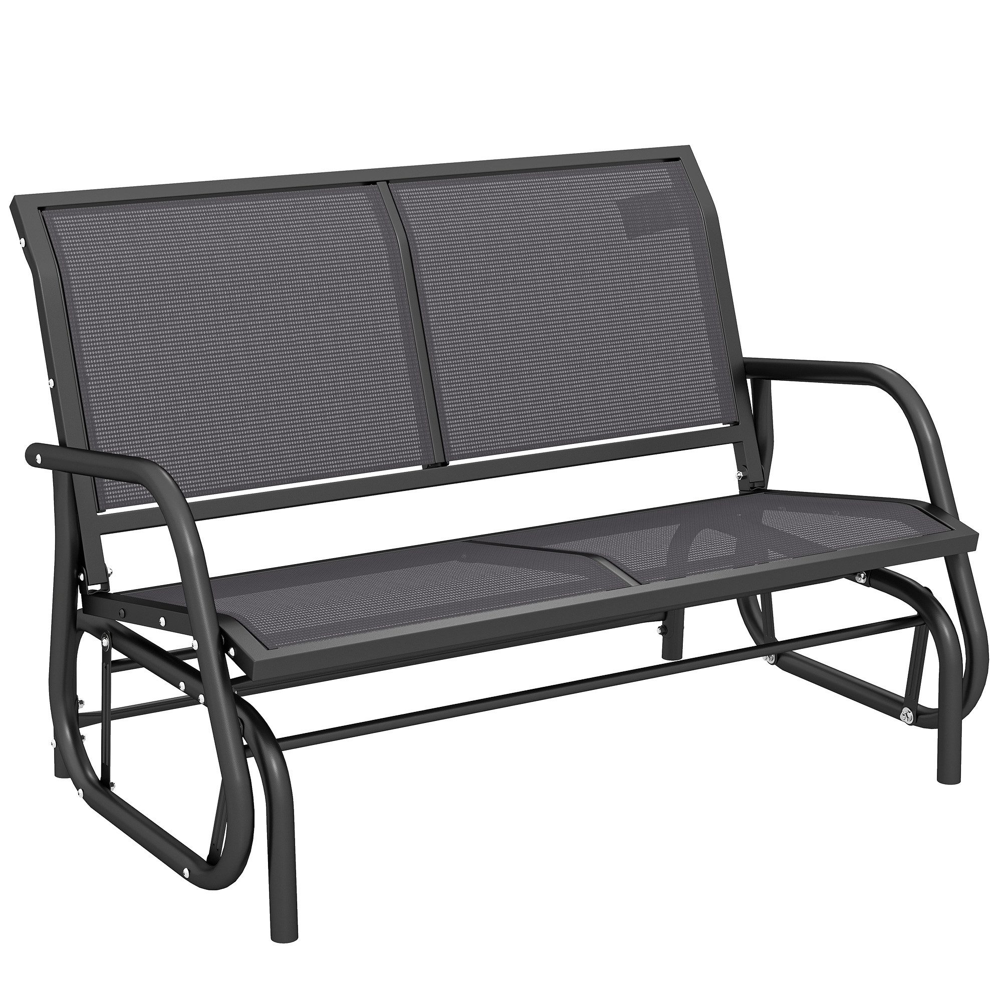 Outsunny Gartenbank Sitzbank aus Metall Parkbank bis 200 kg belastbar (Gartenschaukel, 1-St., 2-Sitzer Schaukelstuhl), für Garten, Terrasse, Veranda 120 x 70 x 85 cm Grau