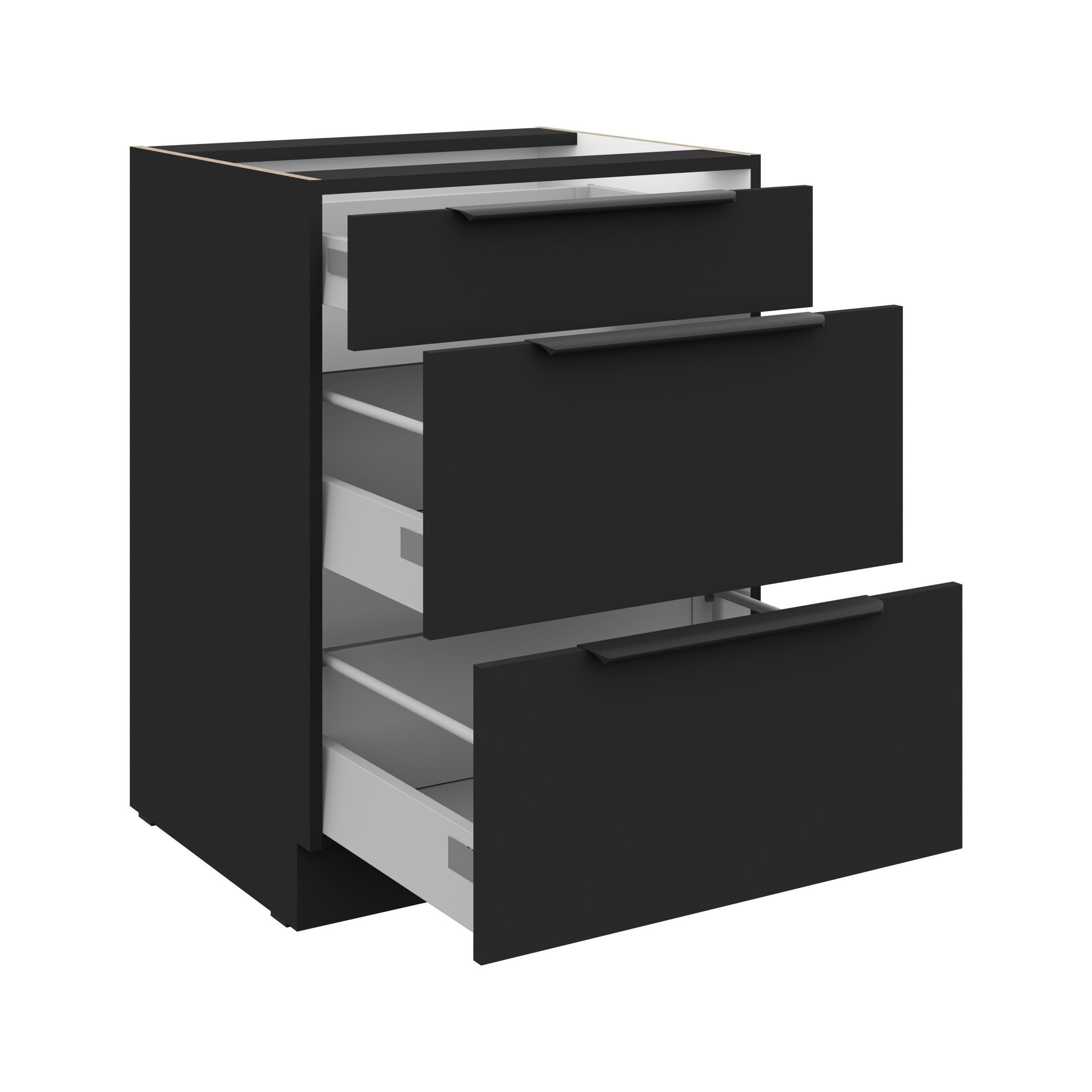 Küchen-Preisbombe Auszugsunterschrank 60 cm Küche SIENA Schwarz Vollauszug günstig online kaufen