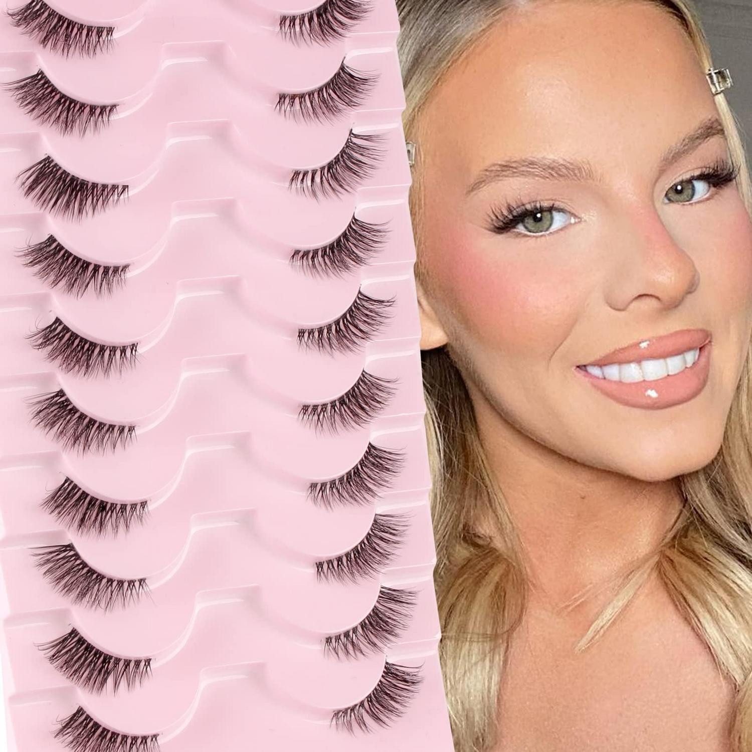 LuxusKollektion Bandwimpern Halbe Wimpern Cat Eye 10 Paar Nat. transparent