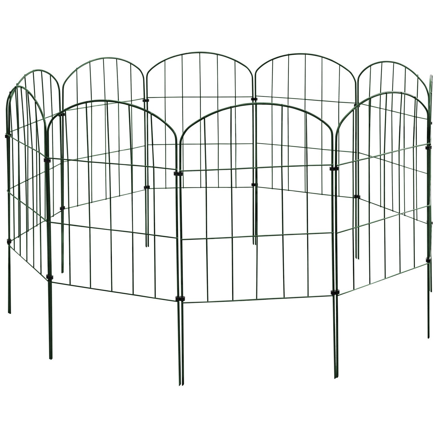 V2Aox Gartenzaun Zaun Gartenzaun Steckzaun Teichzaun 10 Zaunelemente 43 cm Grün