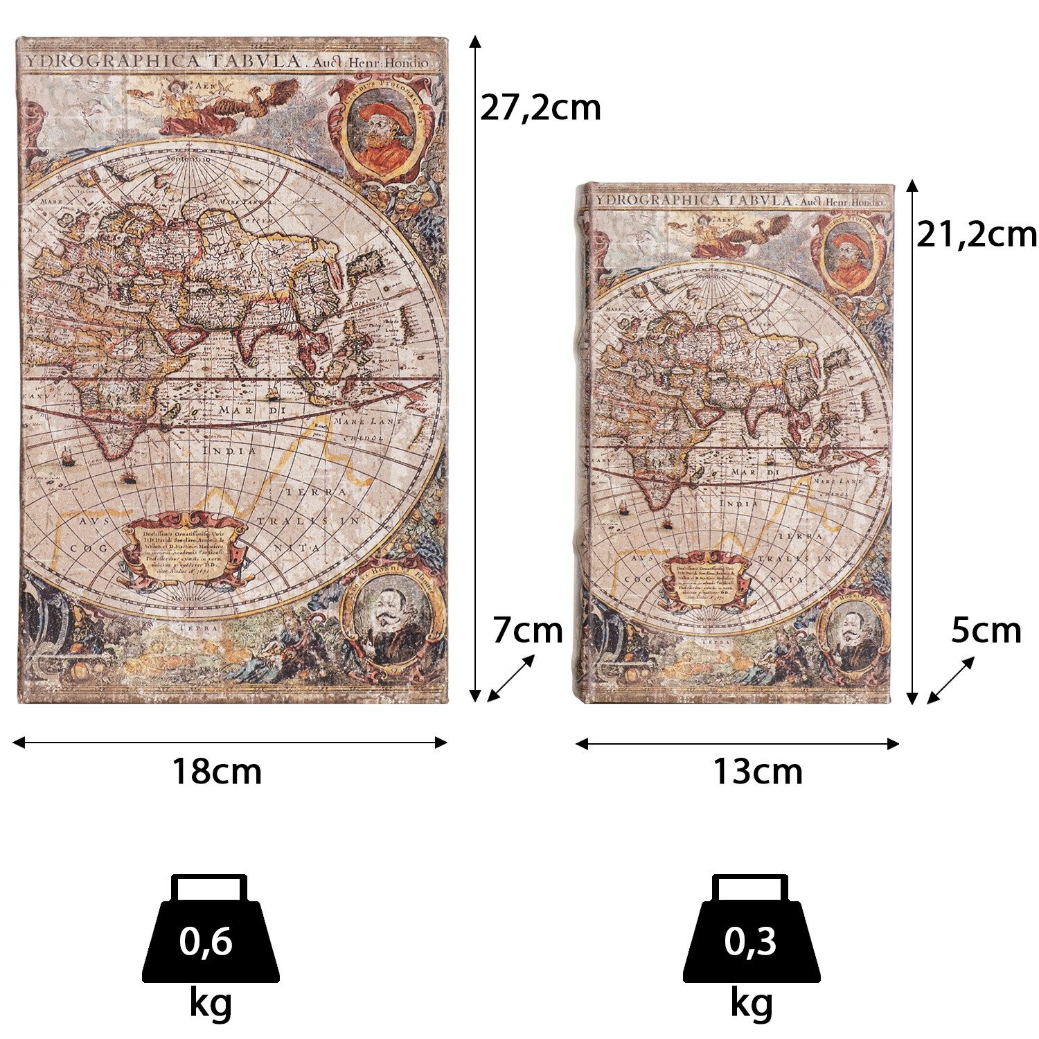 Moritz Etui Buchhüllen Set Weltkarte 1633 2-teilig mit Geheimfach – Bild 3 von 5