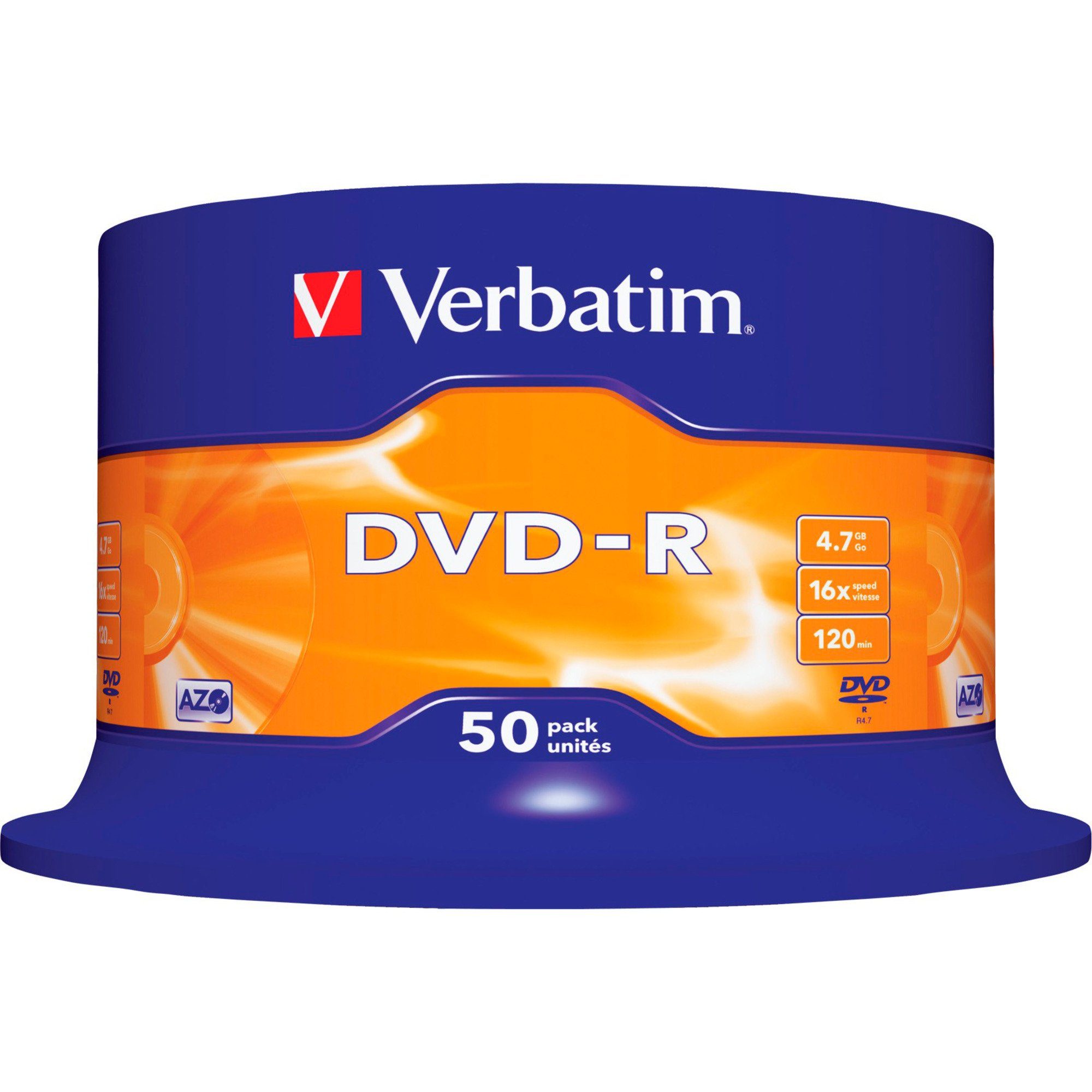 DVD-Rohling Verbatim DVD-R 4,7 GB, DVD-Rohlinge, (16fach, 50