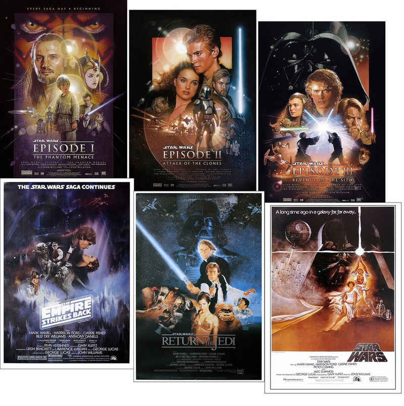 Star Wars Poster Star Wars Poster 6erSet Episode I, II, III, IV, V, VI 61 x 91,5 cm
