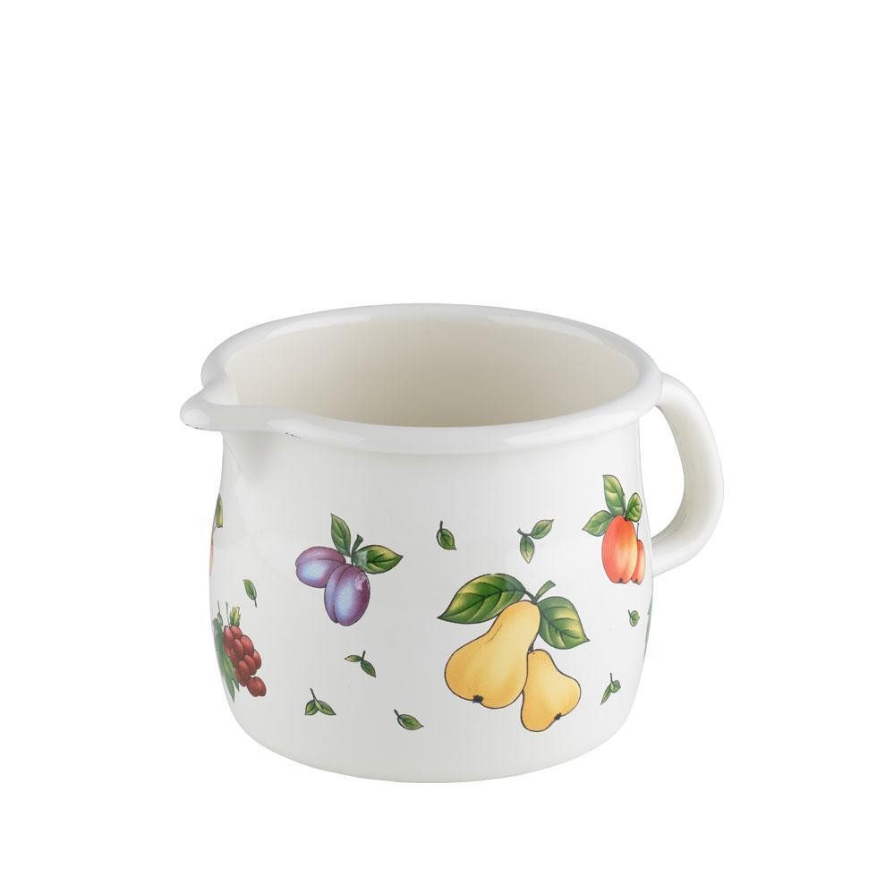 Riess Milchtopf Schnabeltopf Emaille, Emaille, mit Ausguss und Henkel, Induktion