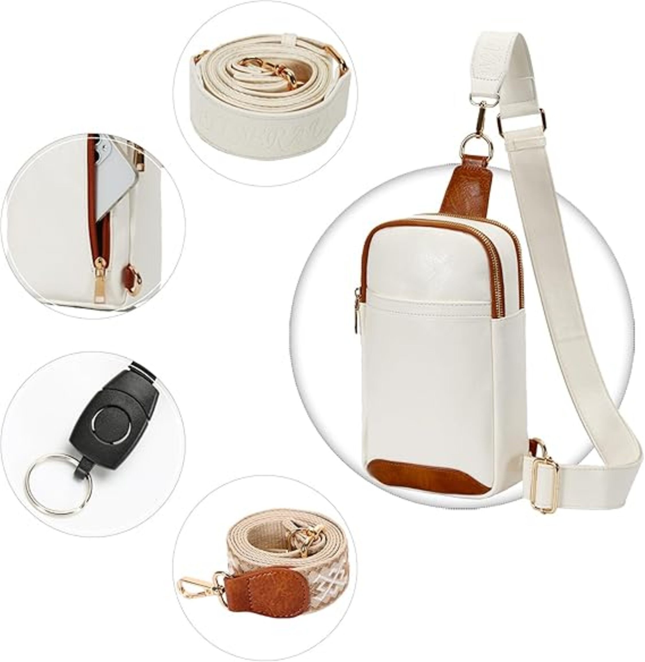 M-Diamant Umhängetasche Kompakte Crossbody Brusttasche mit Wechselgurt Leichte Schultertasche, Praktische Fächeraufteilung