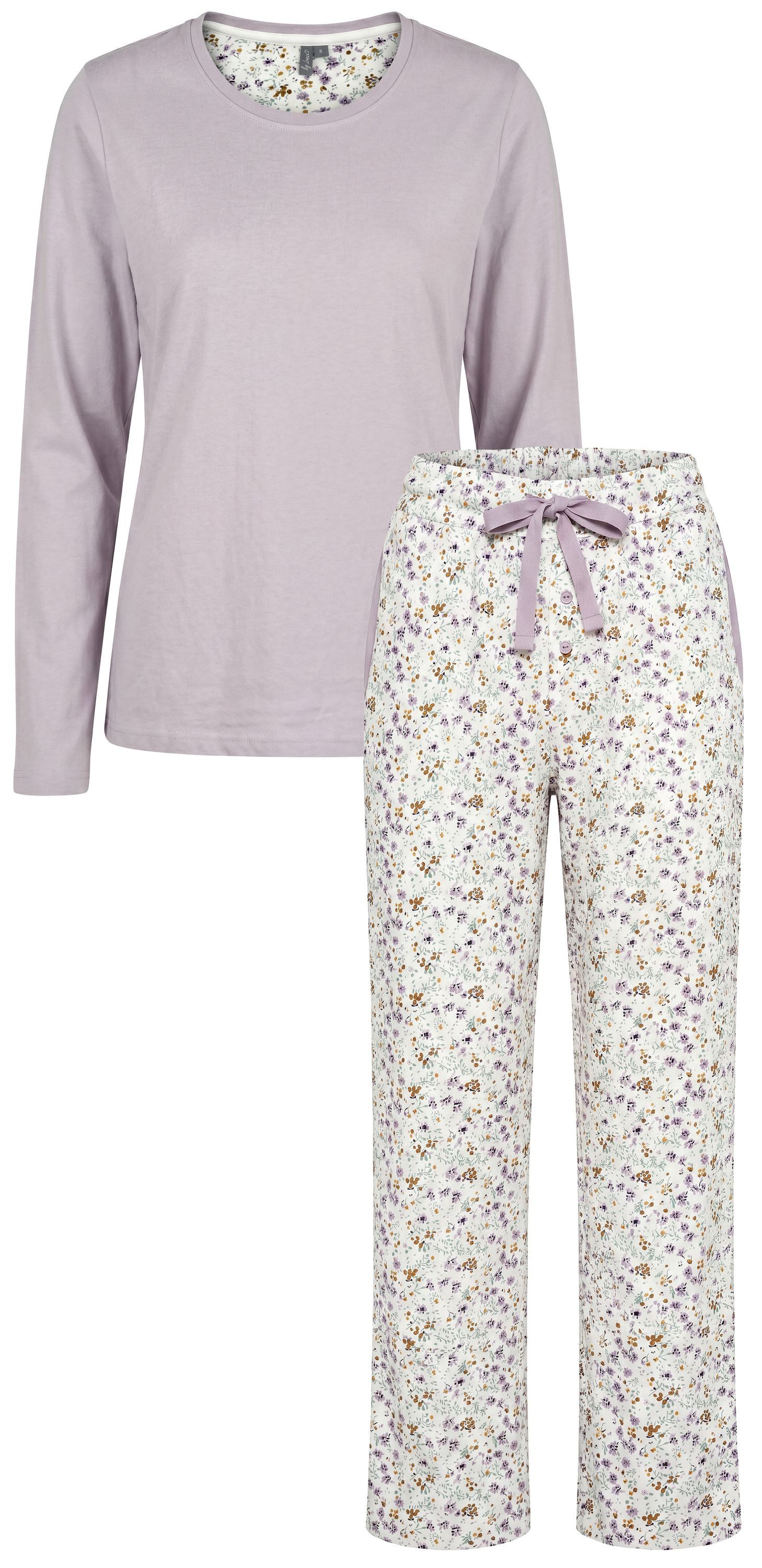 By Louise Schlafanzug Dreamy Nights (Set, 2 tlg., 2-teilig) Damen Pyjama Baumwolle lang Langarm