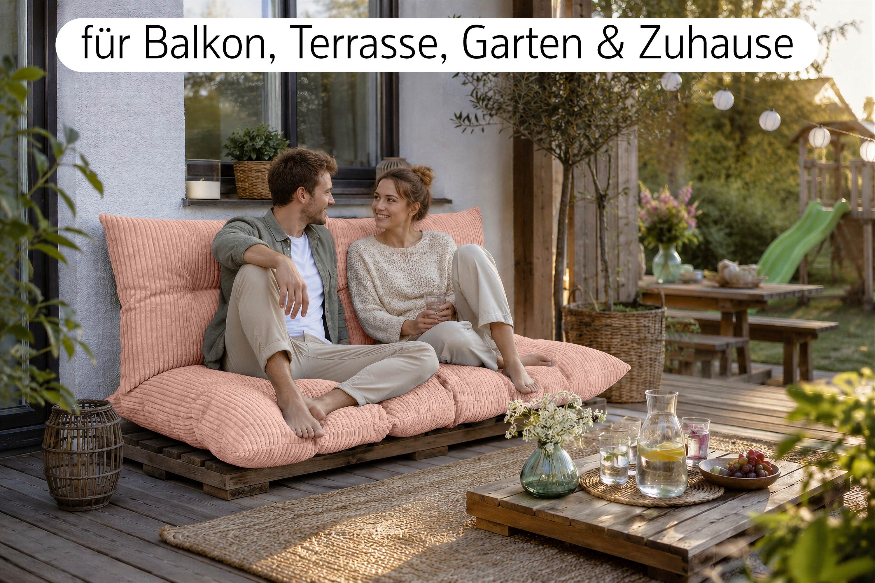 Amilian Palettenkissen Palettenauflagen Set 3-tlg., 120x80 cm + 2x 40x60 cm, für Palettenmöbel, Balkon, Terrasse und Wohnbereich