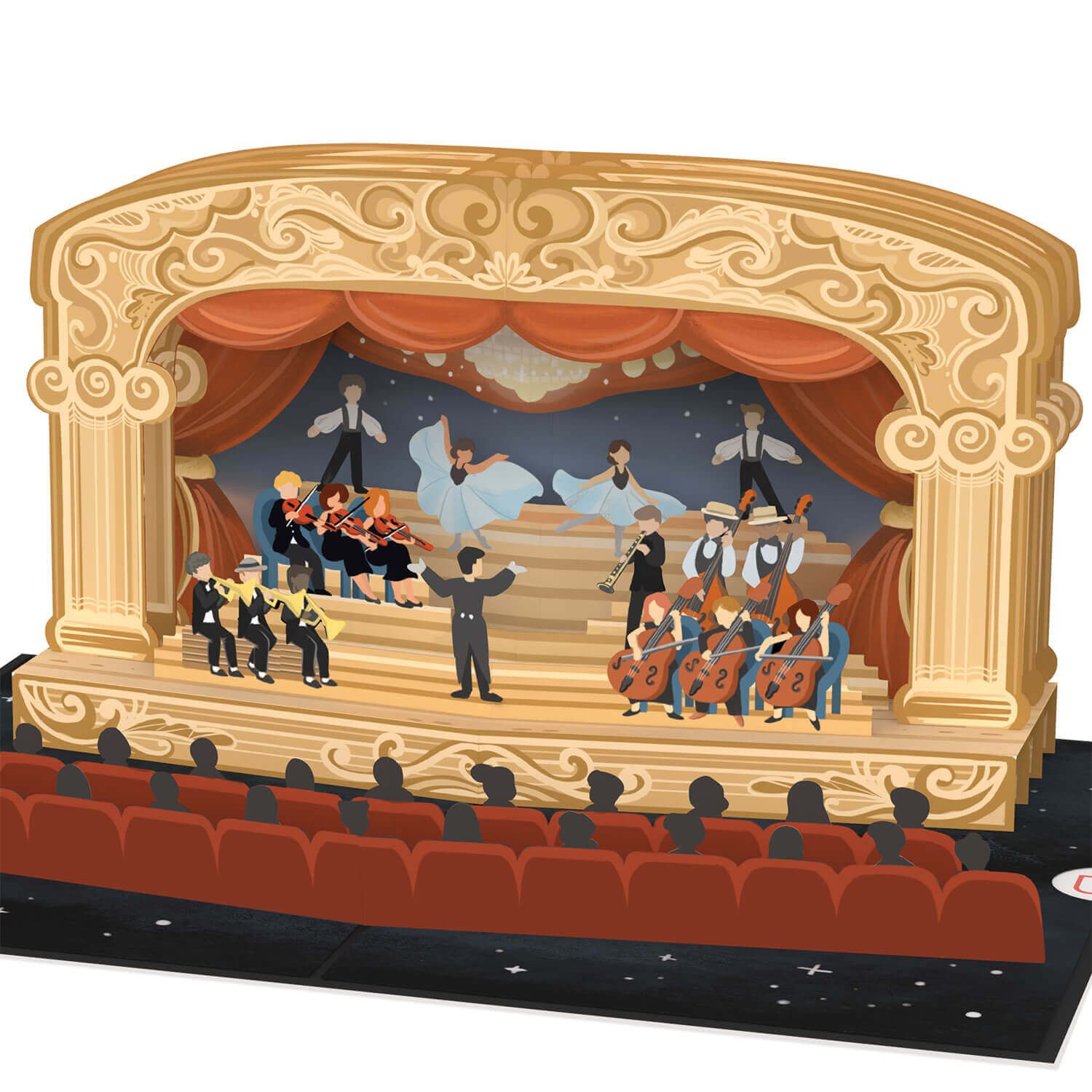 papercrush Geschenkkarte Theater, Gutscheinkarte für Theaterbesuch, Pop-Up Karte, Verschenkfertig, Handgemacht