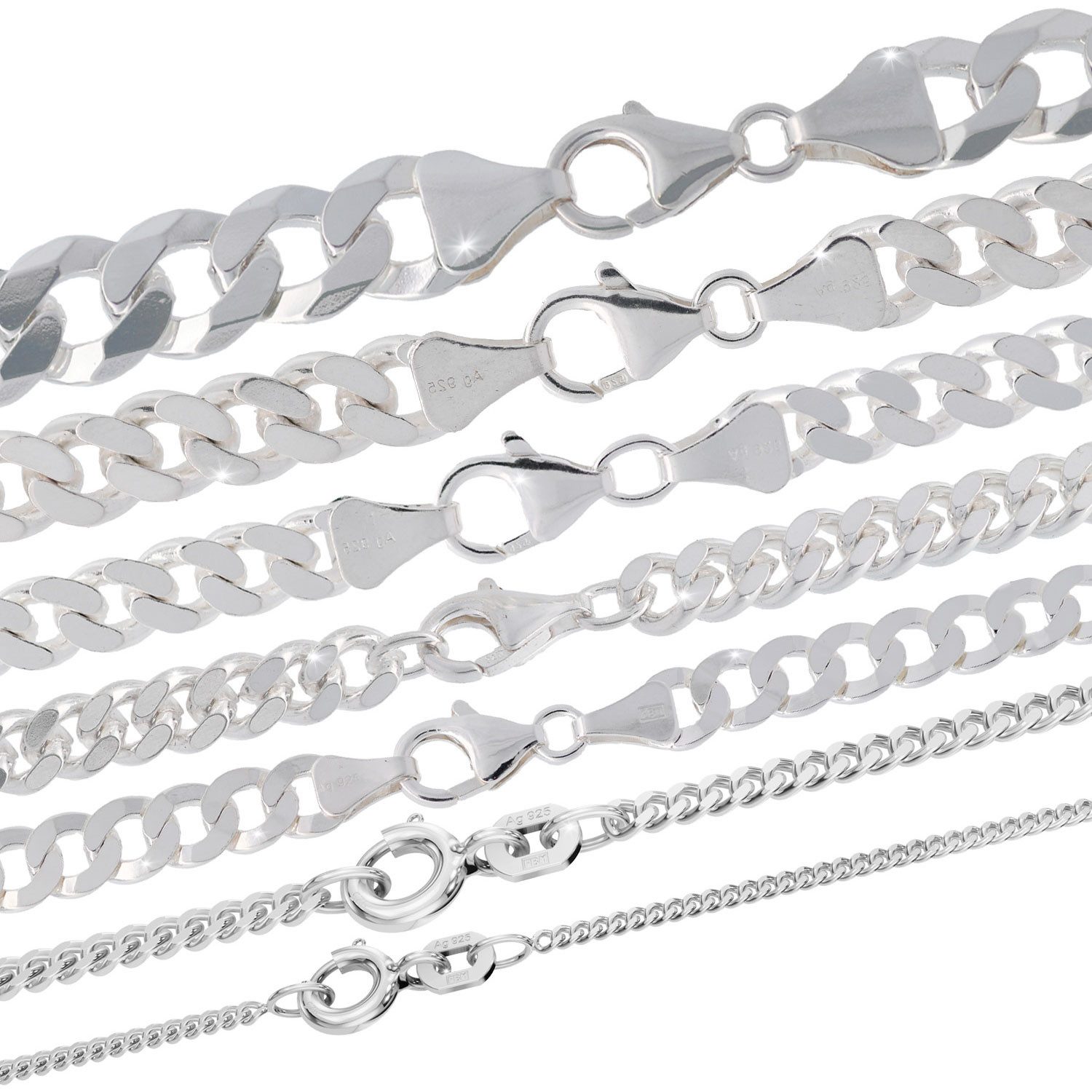 HOPLO Panzerkette Silberkette Panzerkette Länge 38cm - Breite 1,4mm - 925 S günstig online kaufen
