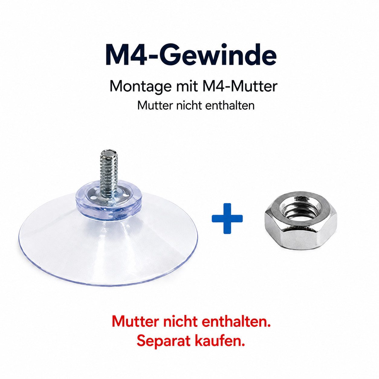 XEOOCE Wandhaken Saugnäpfe, Transparent, Mit M4-Schraube, Ohne Mutter, 10 Stück, Glas, Fliesen, Kunststoff, glatte Oberflächen, Metall, (Set, 10er Set)