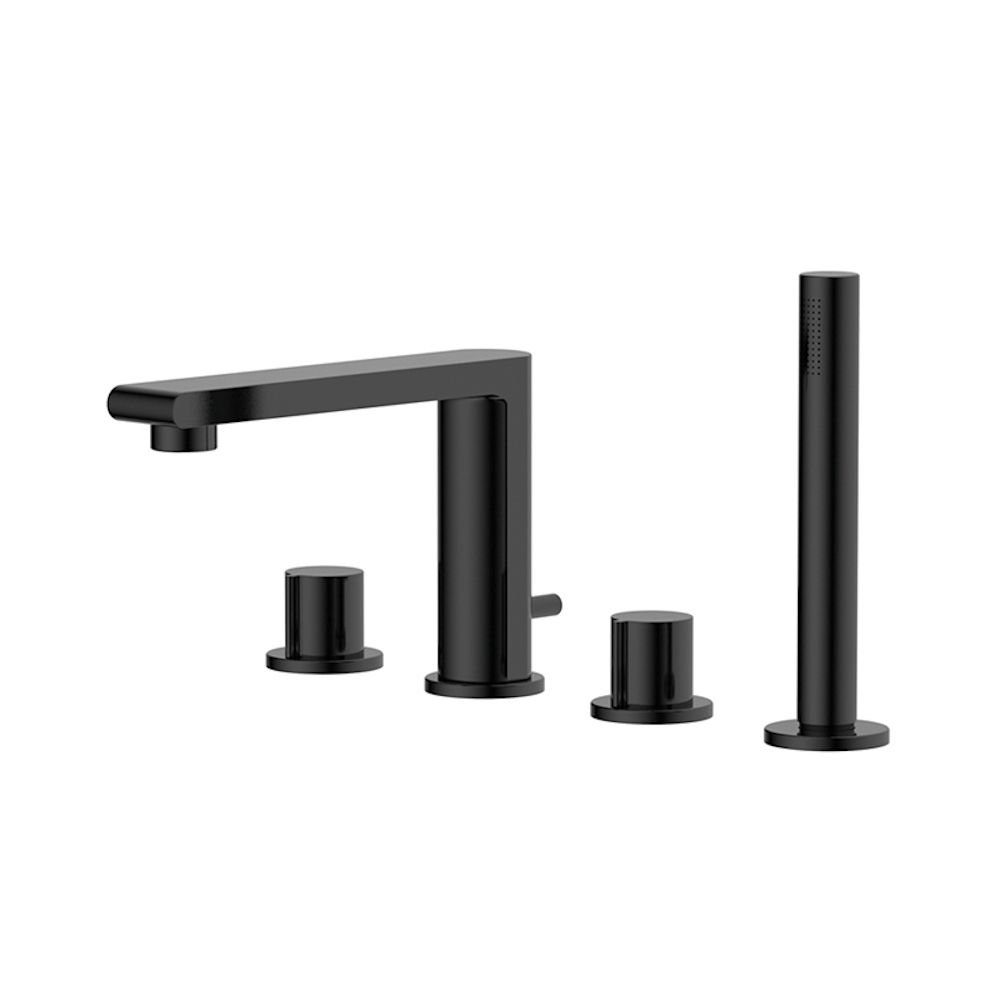 Avenarius Wannenarmatur Wannenrandarmatur 4-Loch mit ausziehbarer Handbrause Schwarz