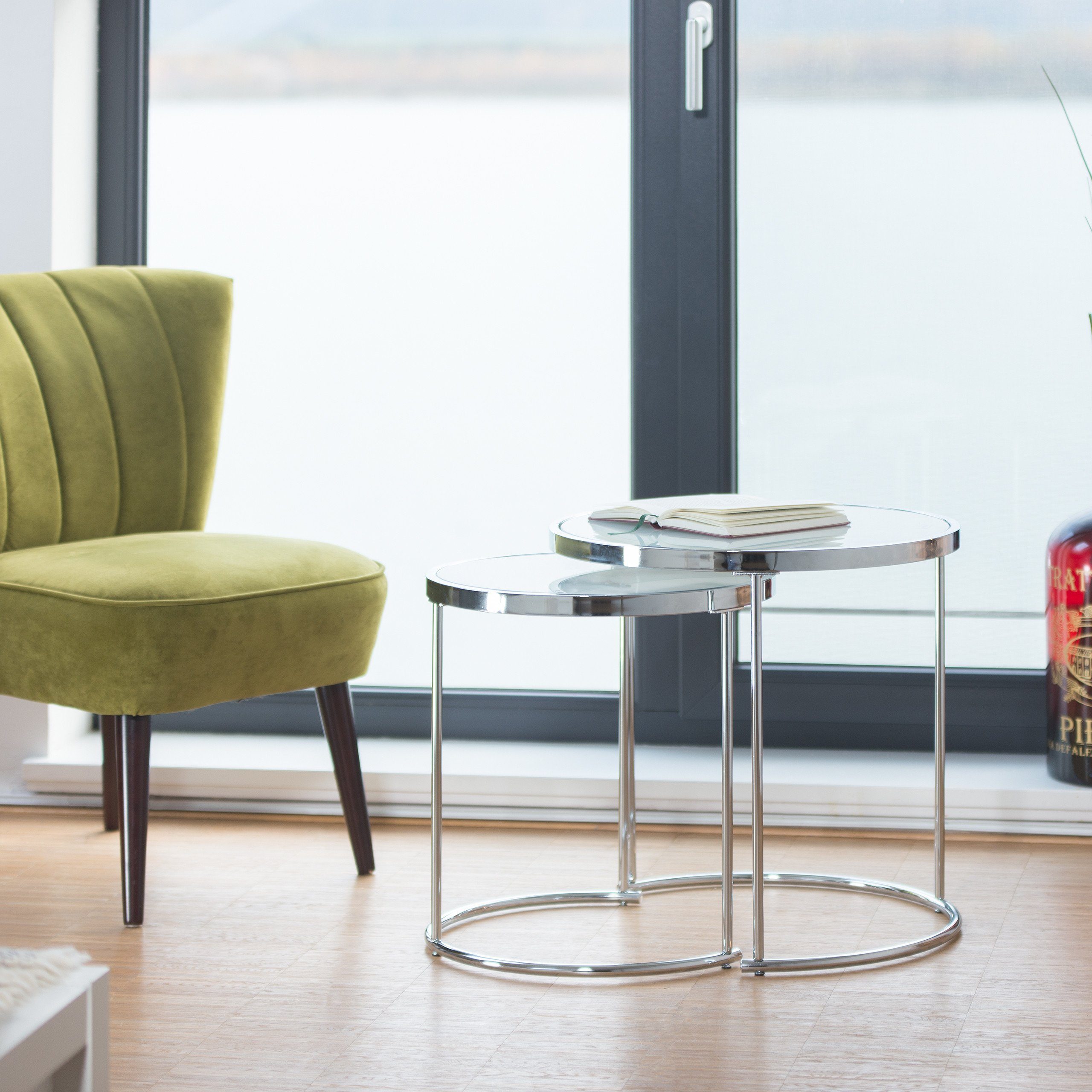 relaxdays Satztisch Satztische rund Milchglas günstig online kaufen