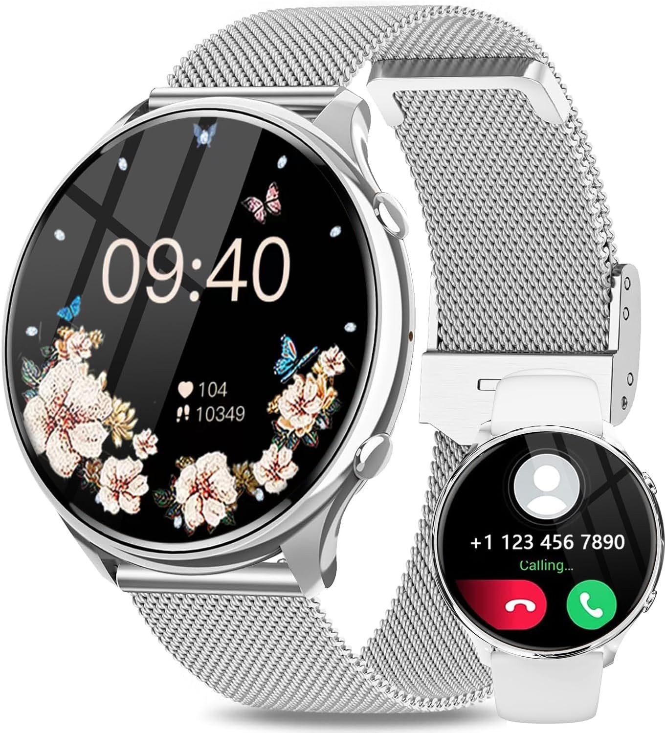 Fitonme S51 Smartwatch (3,5 cm, android ios), Smartwatch Damen mit Telefonfunktion 1.39 Zoll Display Fitnessuhr