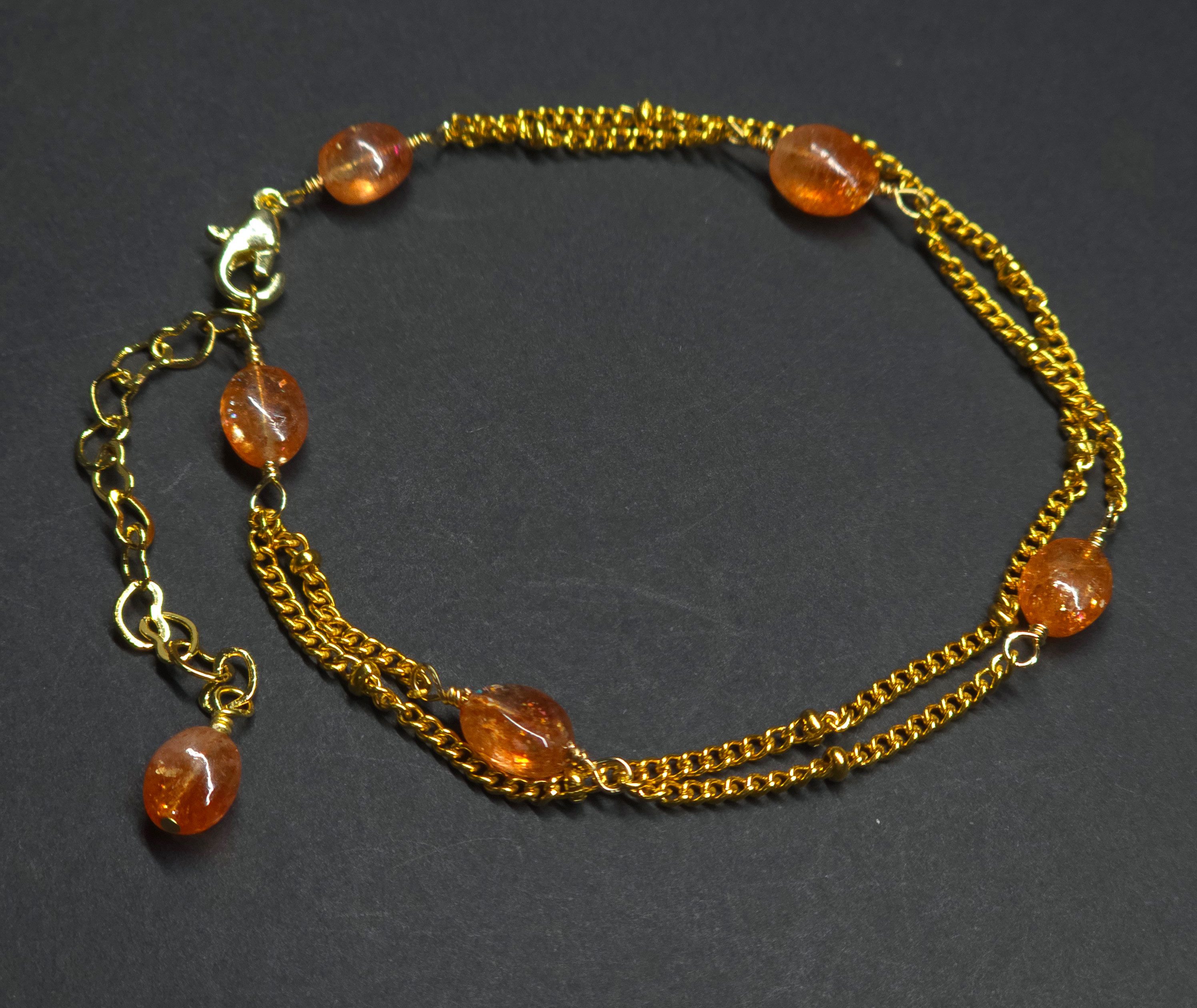GOLDEN Armband Set Sonnenstein Armband 2-in-1 Doppelarmband 18K Vergoldet Handgemacht