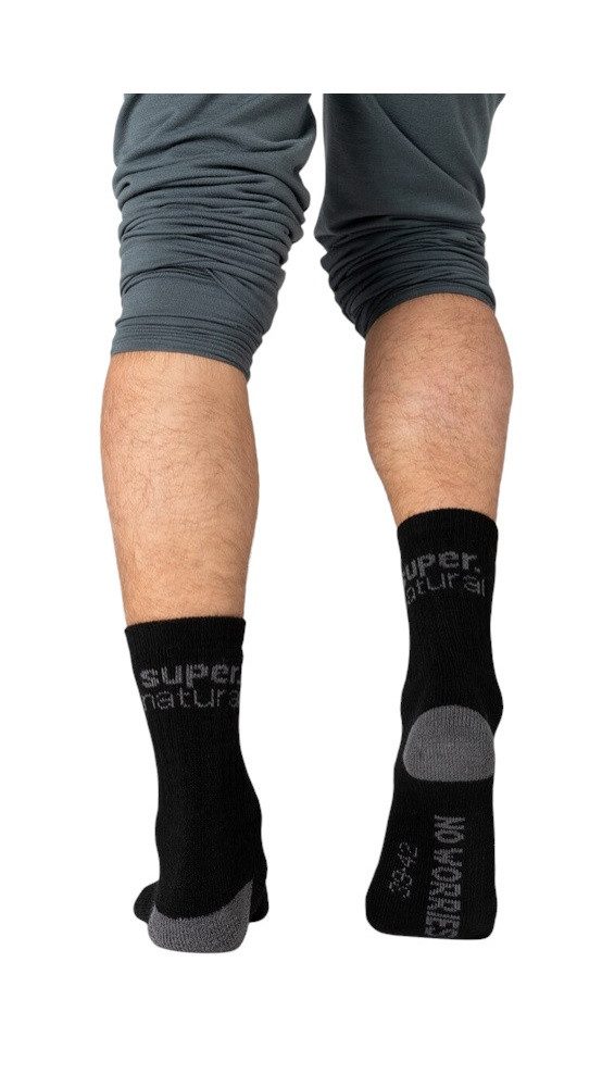 SUPER.NATURAL Socken Tagessocke Crew Cosy - Alpakawoll-Mix - schwarz/grau - 2 Paar