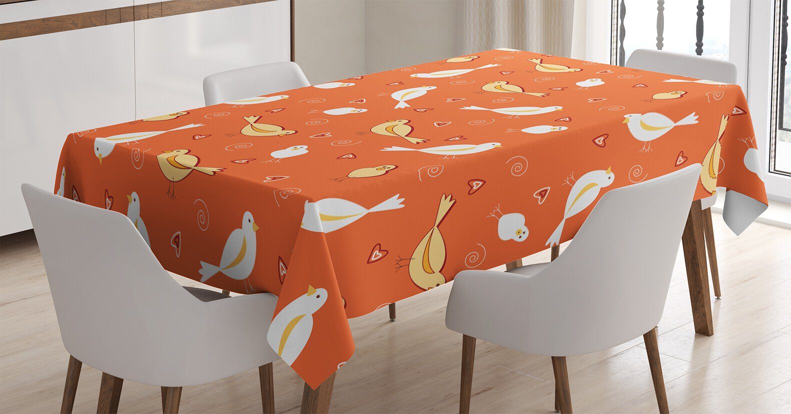 Klare Herz-Shapes Abakuhaus Vögel Bereich geeignet Tischdecke den Jahrgang Farbfest mit Waschbar Außen Für Farben,