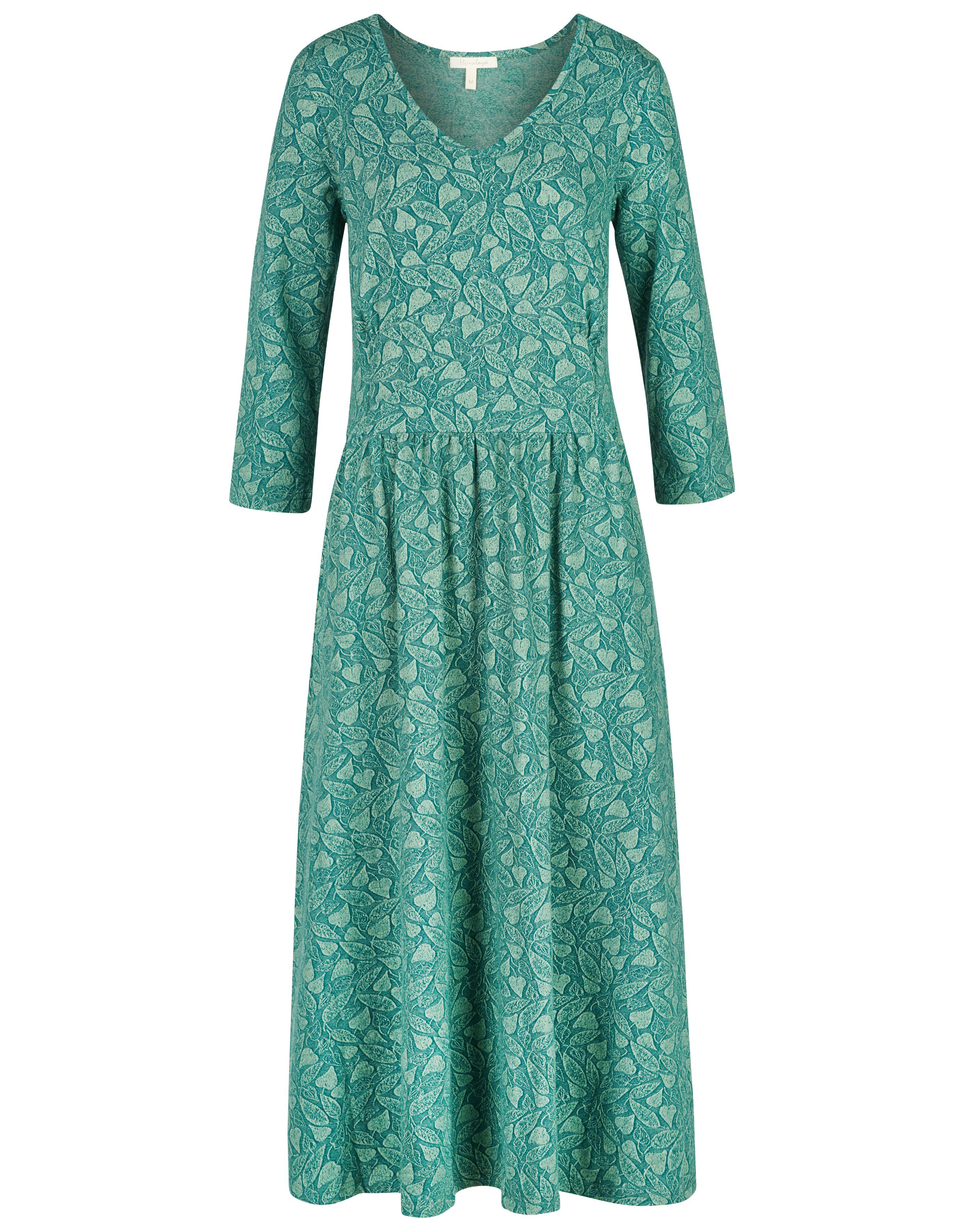 Deerberg Jerseykleid Jacquard Kleid aus Bio-Baumwollmischung grün/beige